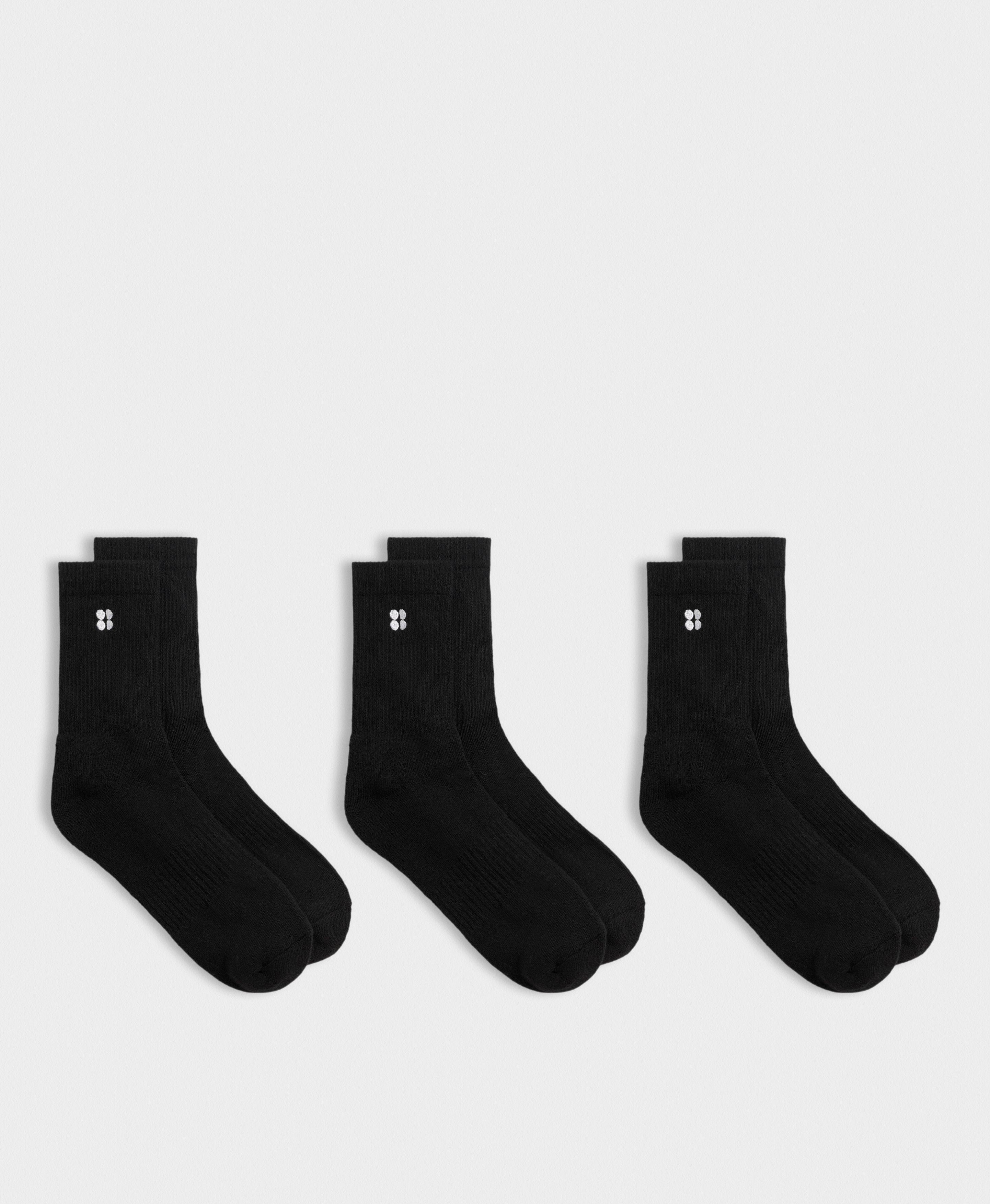 Sweaty Betty Essentials Crew Socks 3 Pack, Black, Women’s-5