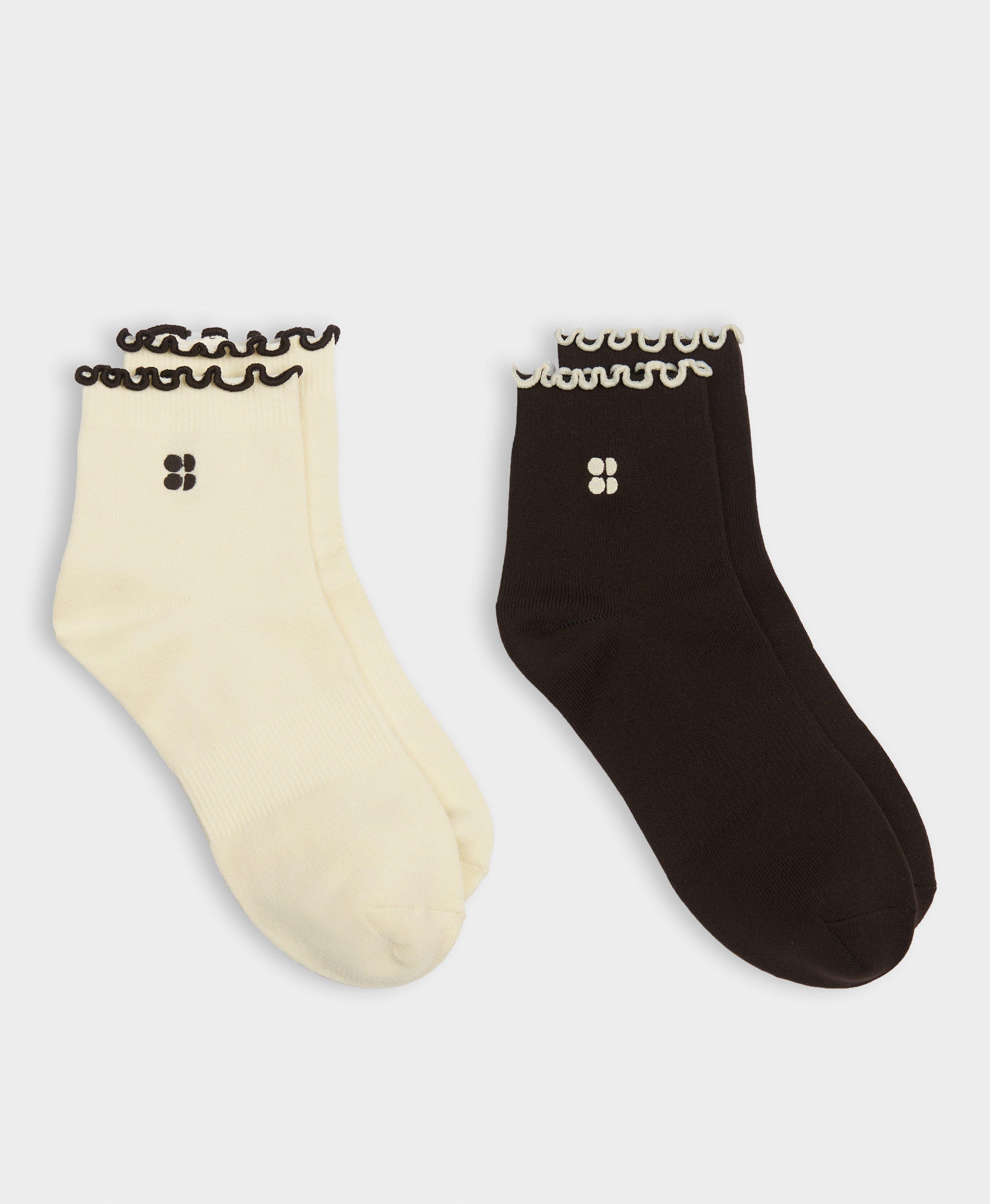 Sweaty Betty Frill Mini Crew Socks 2 Pack, Neutral, Women’s-5