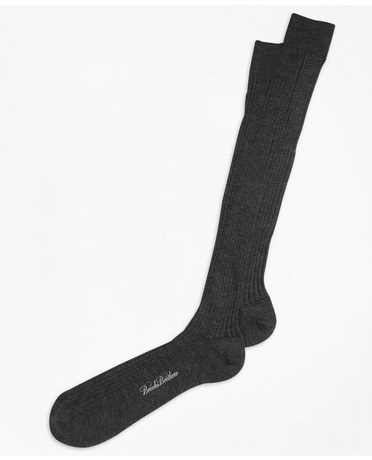 Shop Brooks Brothers Merino Wool Ribbed Over-the-calf Socks | Grey | Size Regular