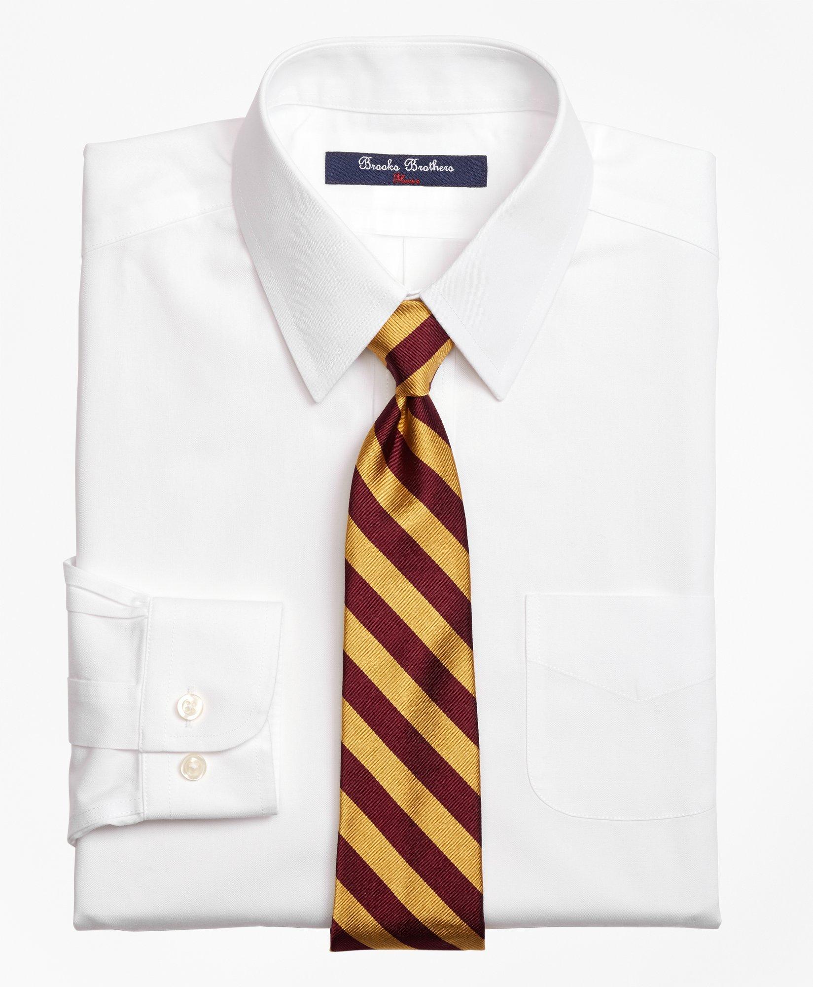 Brooks Brothers Kids'  Boys Non-iron Supima Pinpoint Cotton Dress Shirt | White | Size 20