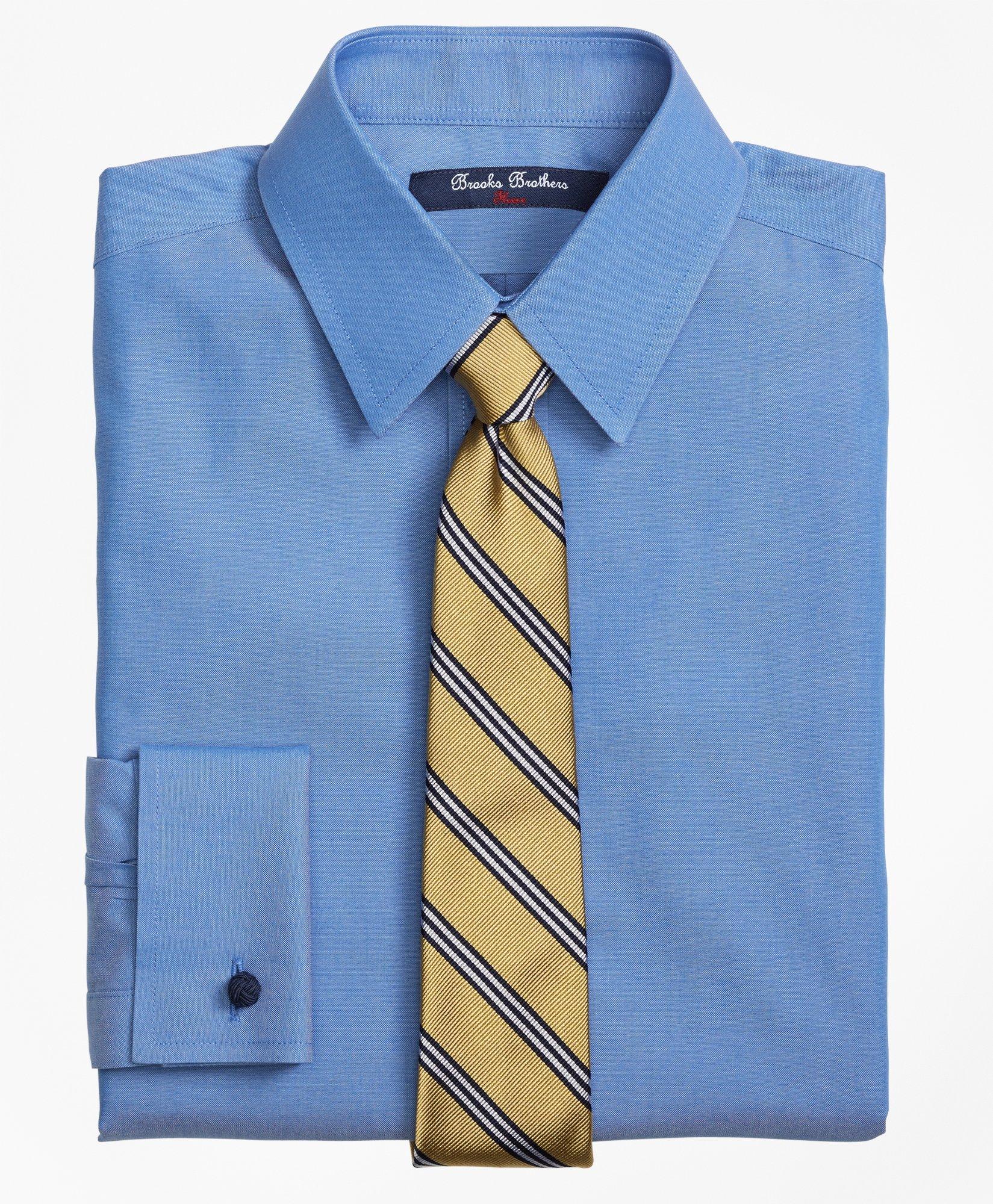 Brooks Brothers Kids'  Boys Non-iron Supima Pinpoint Cotton French Cuff Dress Shirt | Blue | Size 4