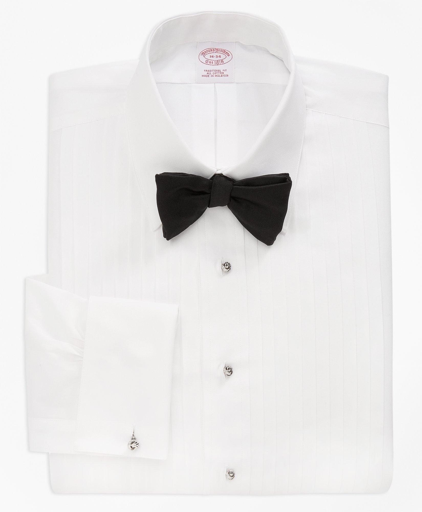 Brooks Brothers Traditional Fit Ten-pleat Tennis Collar Tuxedo Shirt | White | Size 14½ 33