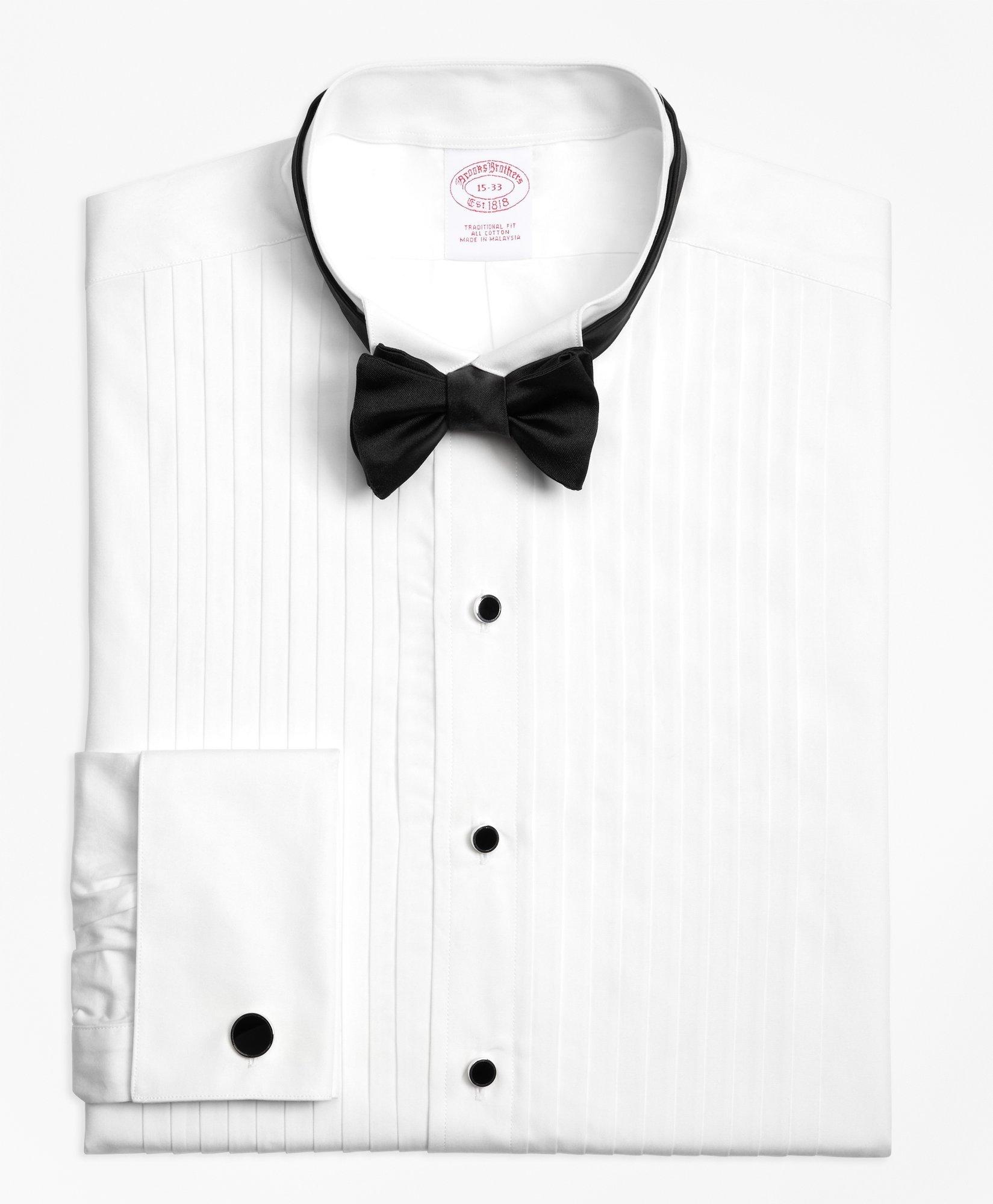 Brooks Brothers Traditional Fit Ten-pleat Wing Collar Tuxedo Shirt | White | Size 15 34