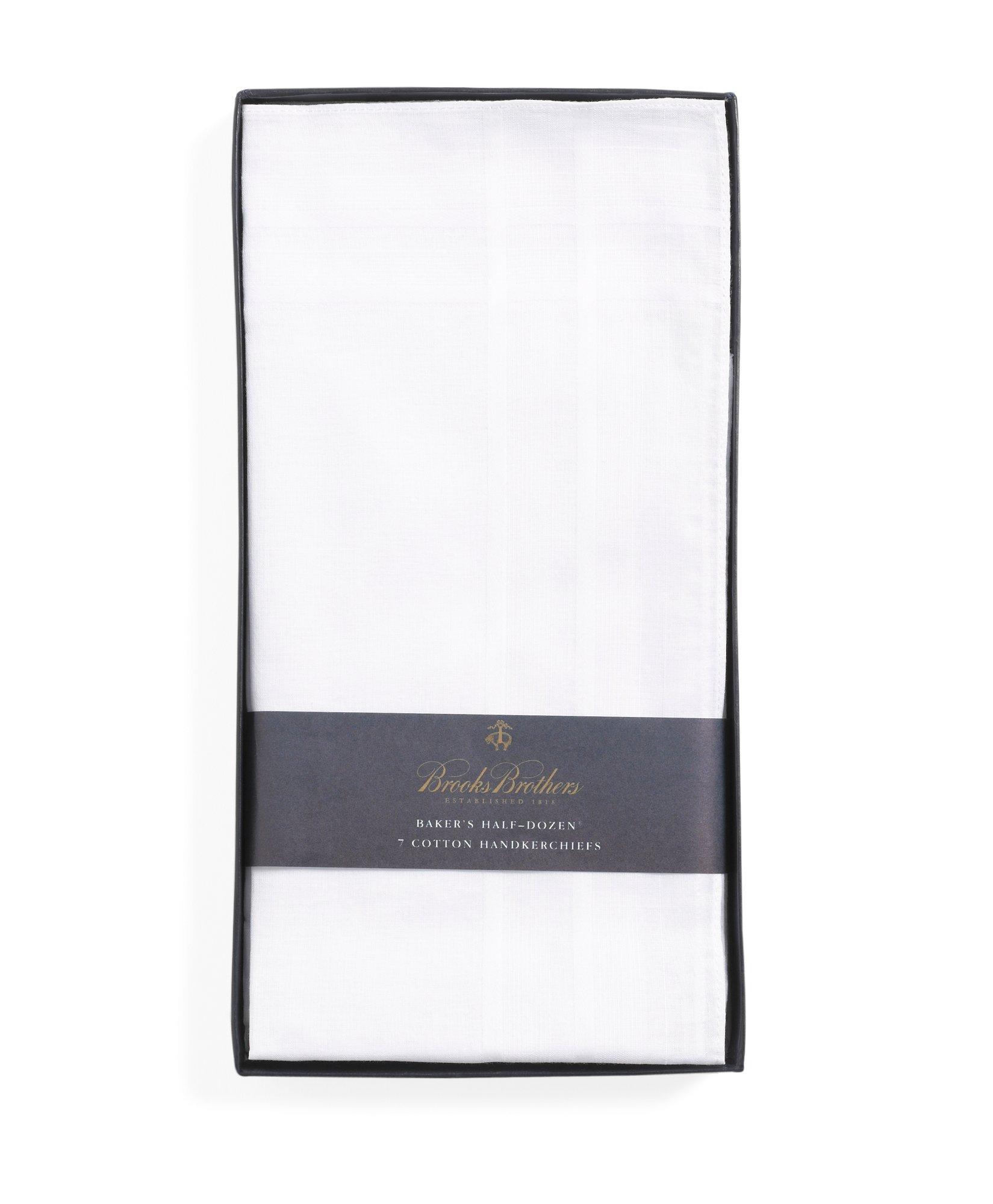 Shop Brooks Brothers Pure Cotton Handkerchiefs-set Of 7 | White