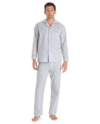 Wrinkle-Resistant Blue Stripe Pajamas
