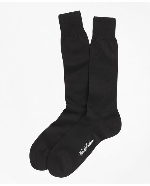 Brooks Brothers Egyptian Cotton Jersey Knit Crew Socks | Black
