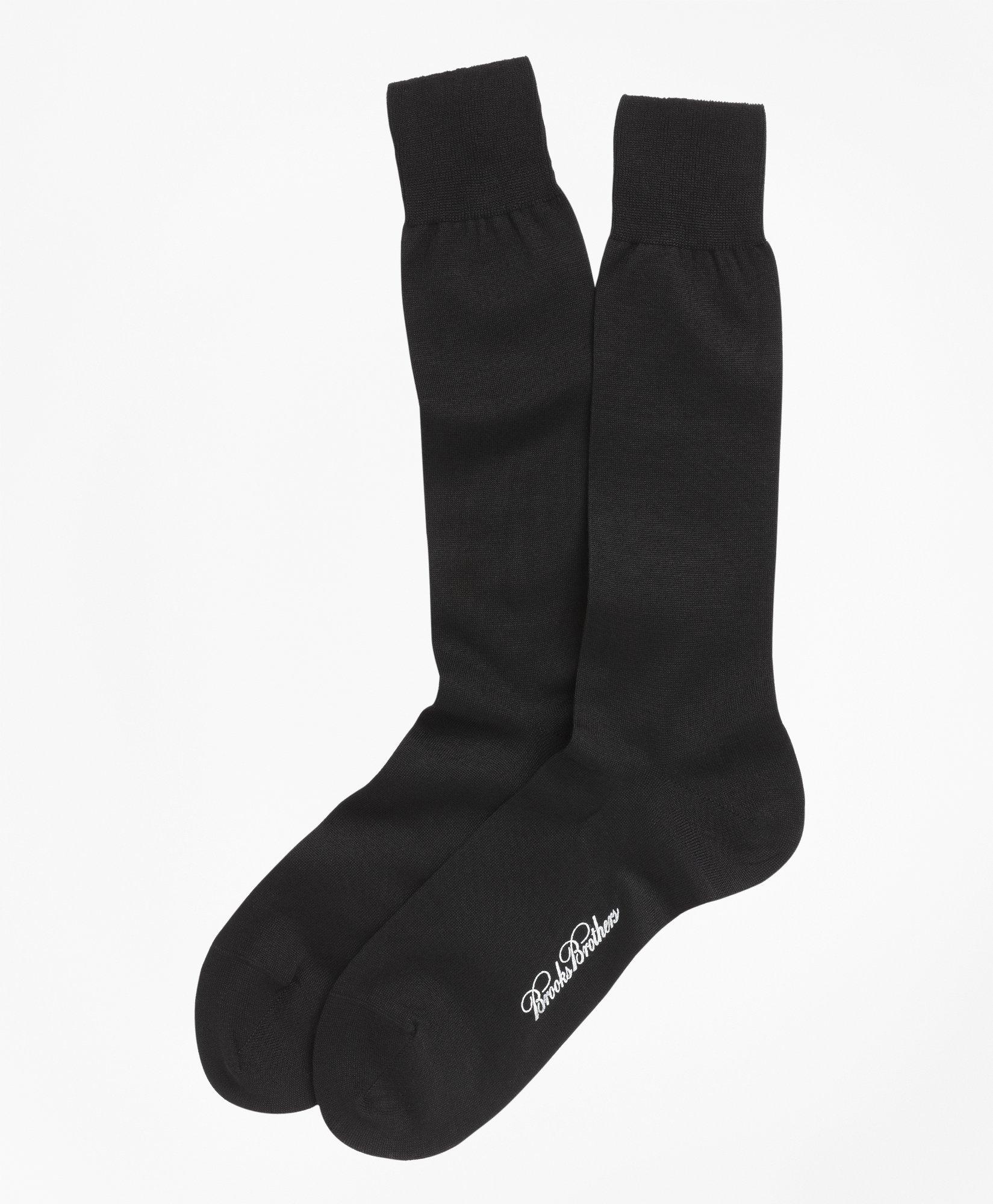 Brooks Brothers Egyptian Cotton Jersey Knit Crew Socks | Black