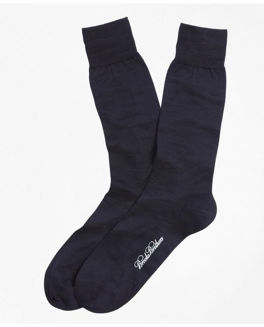 Brooks Brothers Egyptian Cotton Jersey Knit Crew Socks | Navy