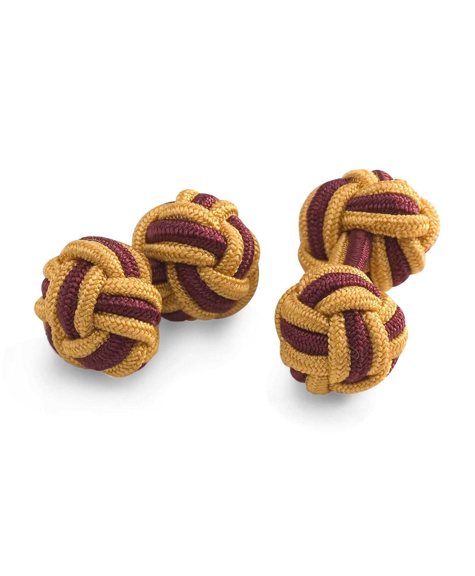 Shop Brooks Brothers Knot Cuff Links  | Gold/burgundy In Gold,burgundy