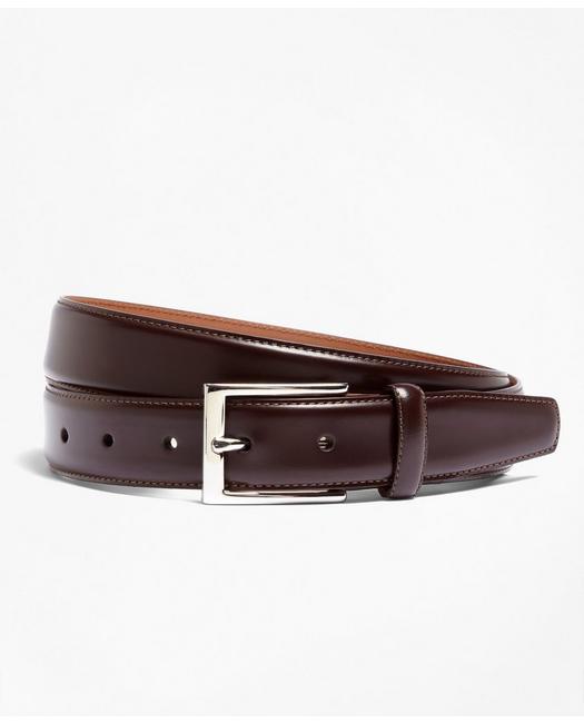 Brooks Brothers Silver Buckle Leather Dress Belt | Burgundy | Size 38