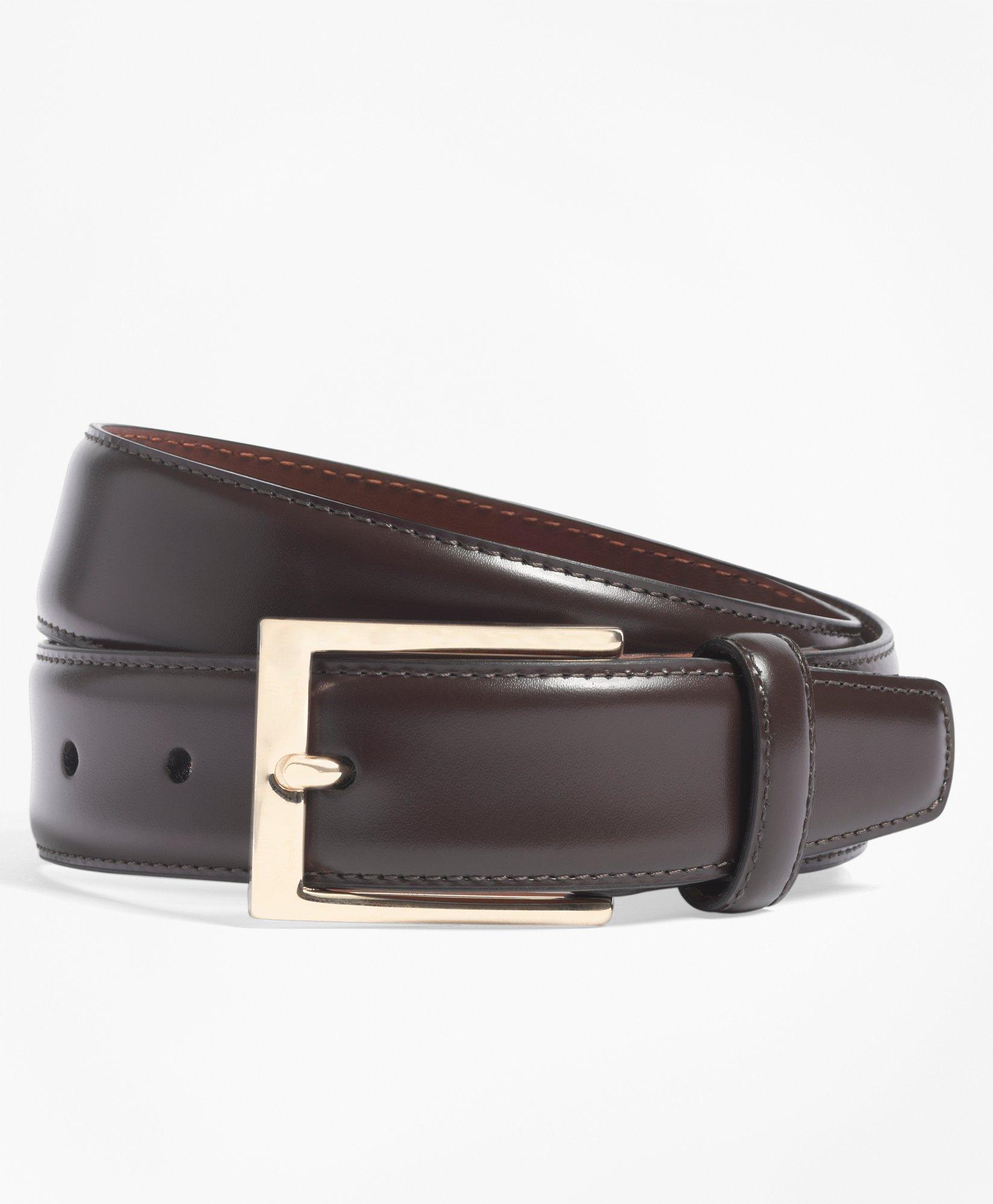 Silver Buckle Leather Dress Belt