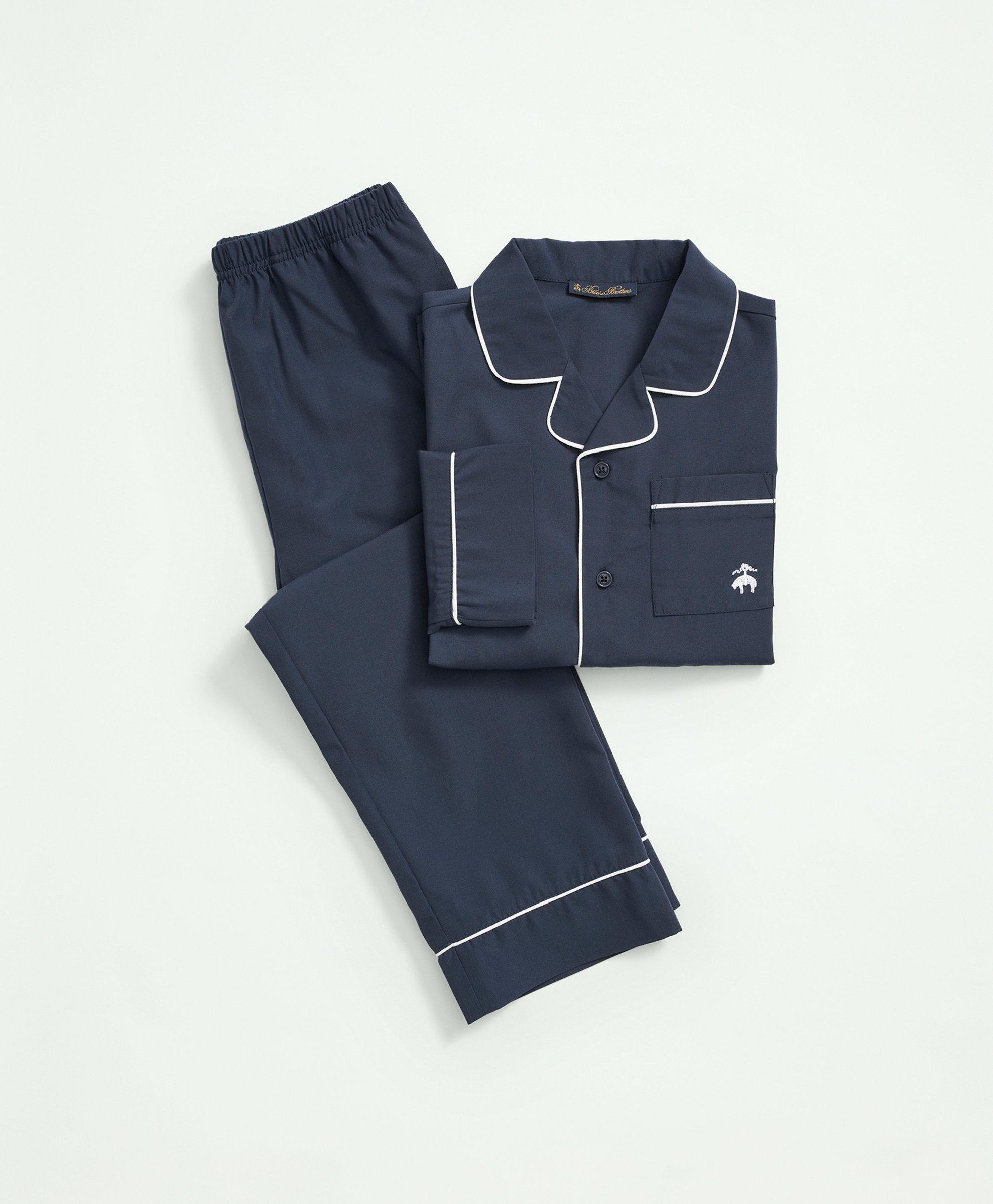Brooks Brothers Boys Kids Long Sleeve Button Up Pajama Set | Navy | Size 8