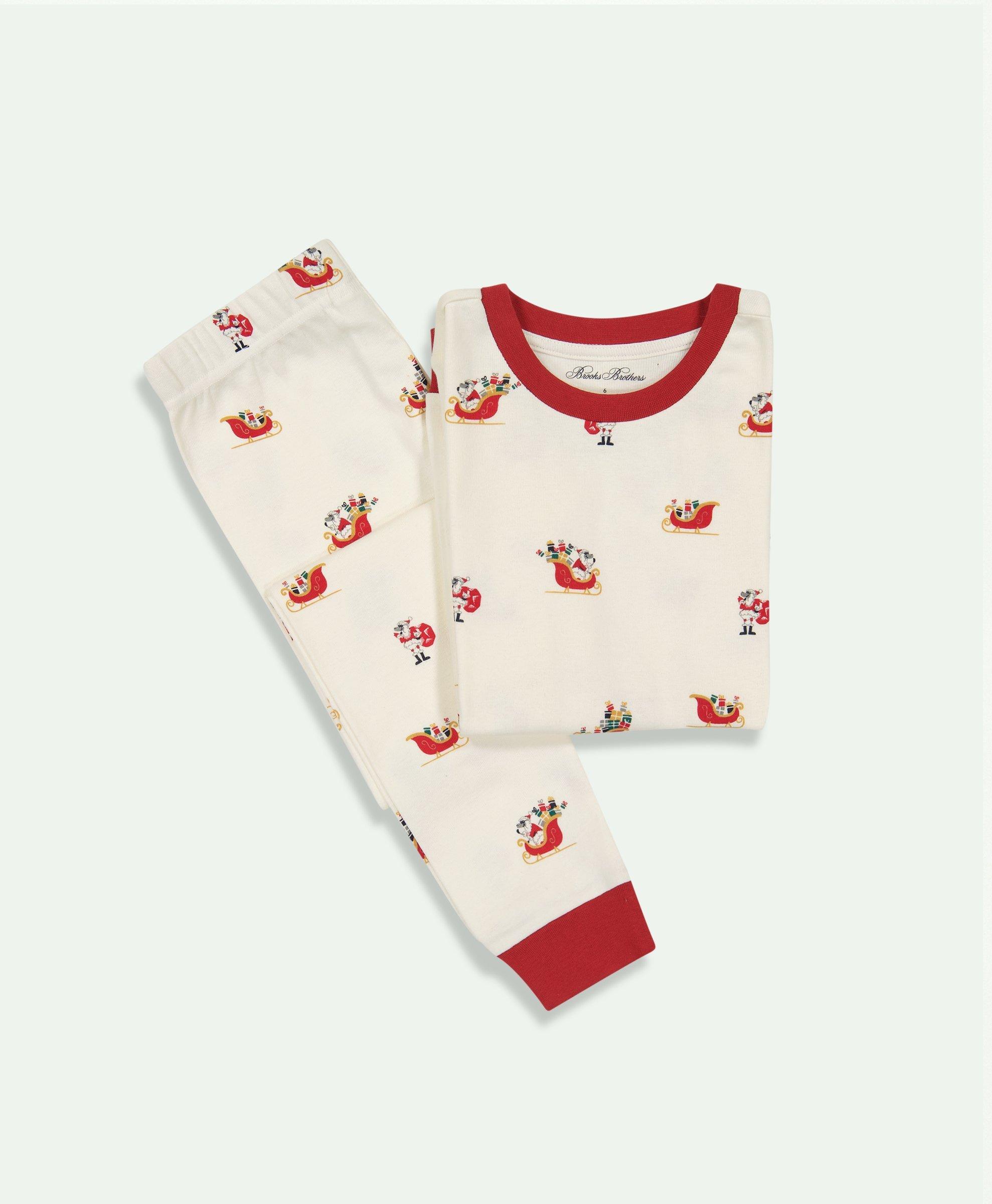 Brooks Brothers Kids Cotton Printed Pajama Set | Beige | Size 10