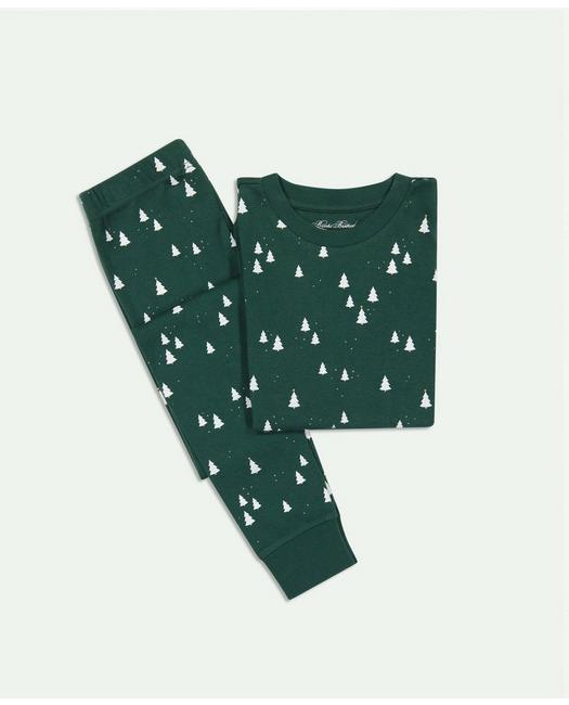 Brooks Brothers Kids Cotton Printed Pajama Set | Green | Size 8