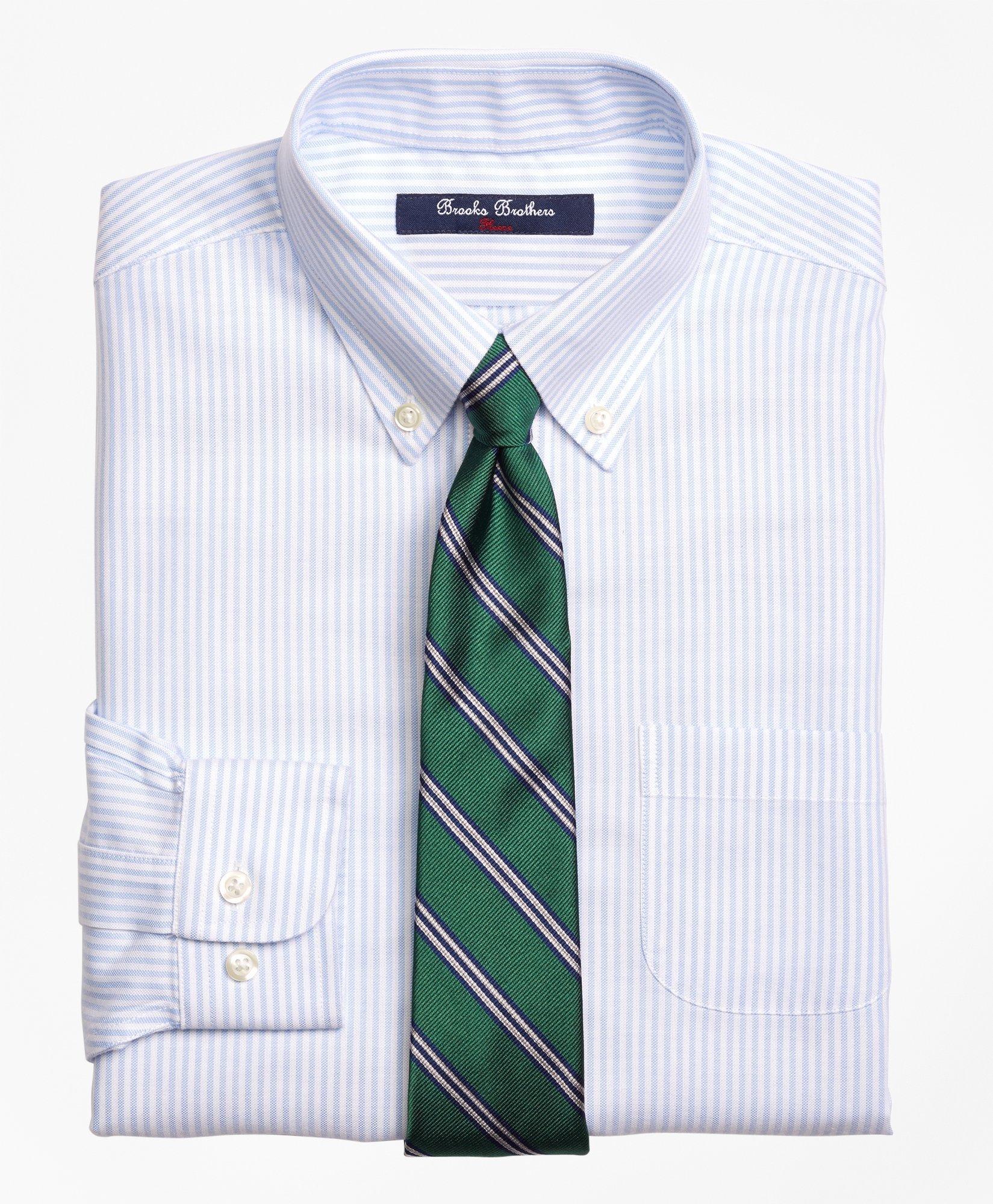 Brooks Brothers Kids'  Boys Non-iron Supima Cotton Oxford Stripe Dress Shirt | Blue | Size 20