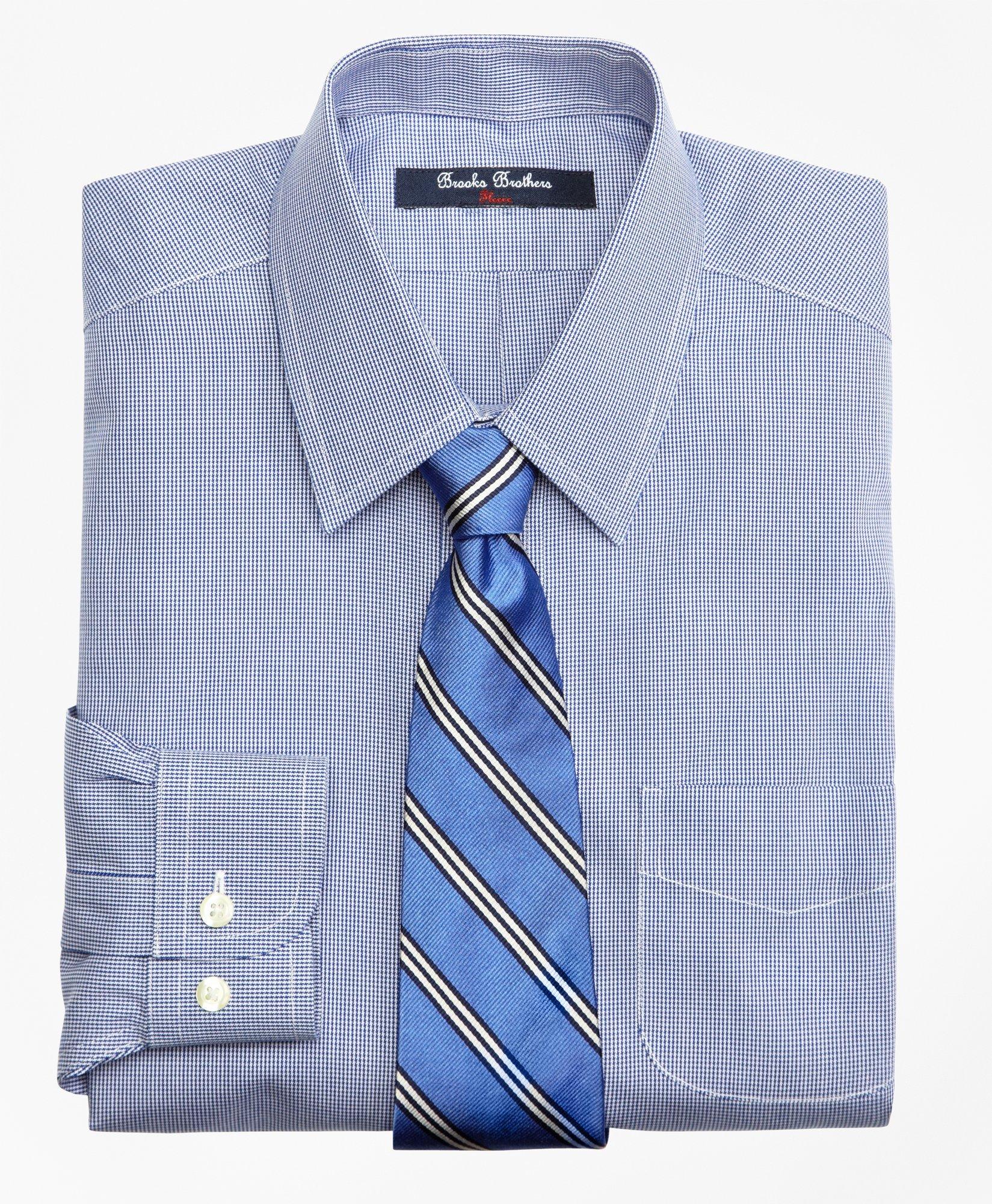 Brooks Brothers Kids'  Boys Non-iron Supima Cotton Broadcloth Houndstooth Dress Shirt | Dark Blue | Size 8