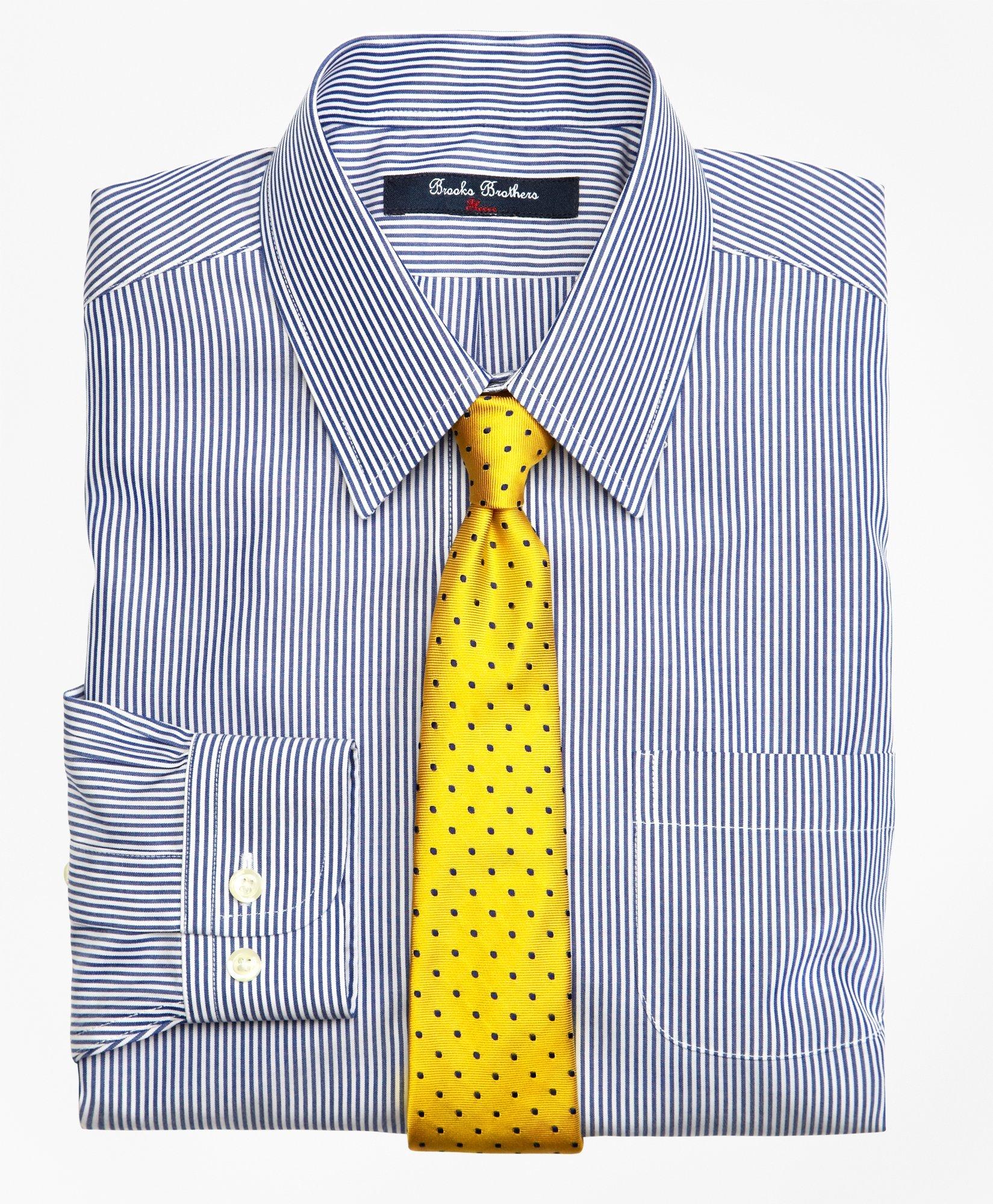 Brooks Brothers Kids'  Boys Non-iron Supima Cotton Broadcloth Candy Stripe Dress Shirt | Blue | Size 4
