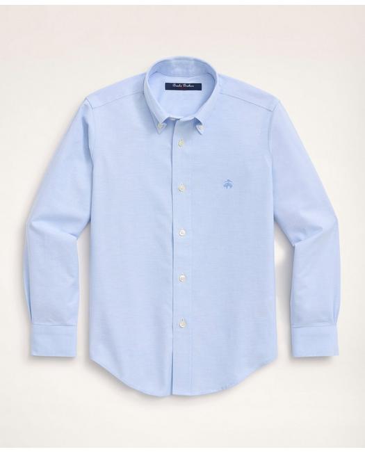 Brooks Brothers Kids'  Boys Non-iron Stretch Cotton Oxford Sport Shirt | Light Blue | Size Small