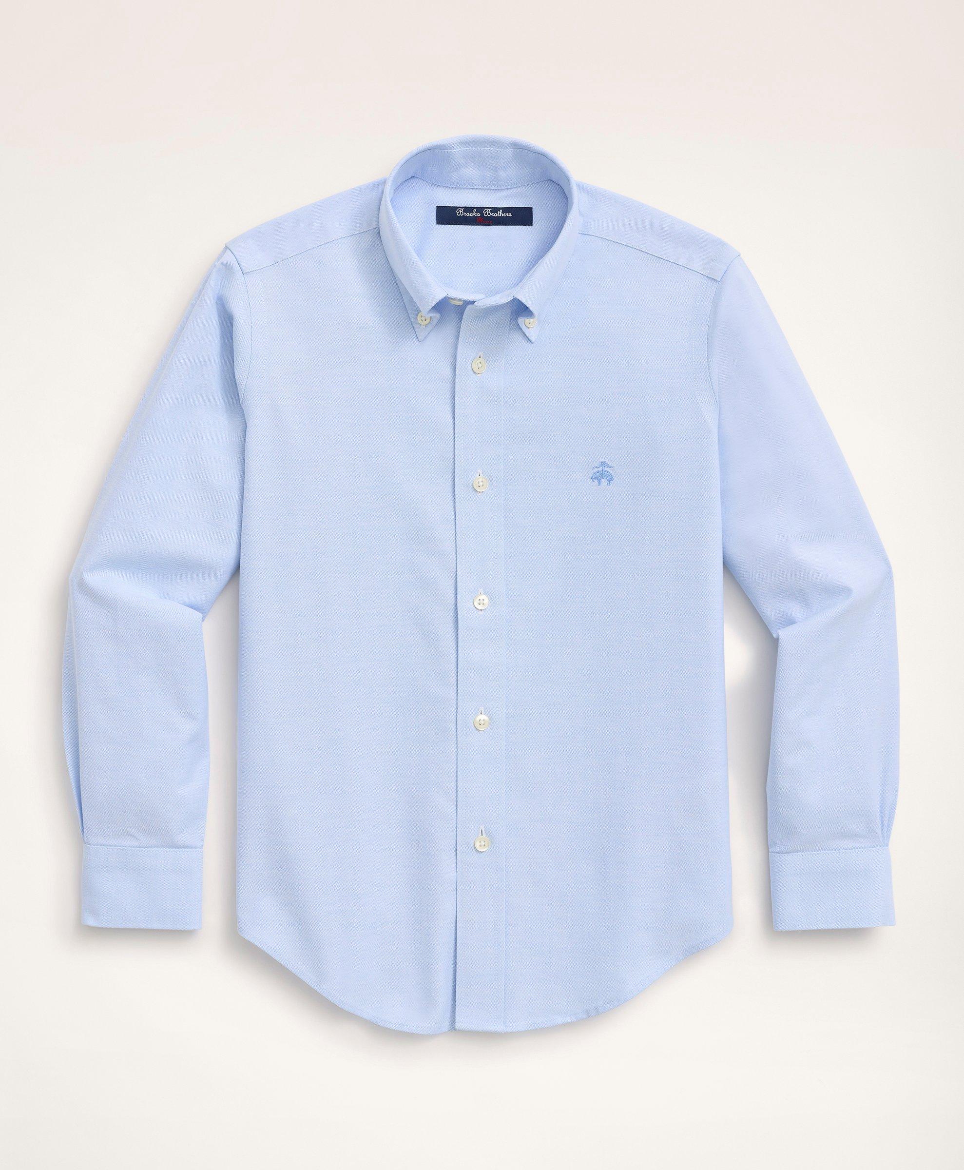 Brooks Brothers Kids'  Boys Non-iron Stretch Cotton Oxford Sport Shirt | Light Blue | Size Small