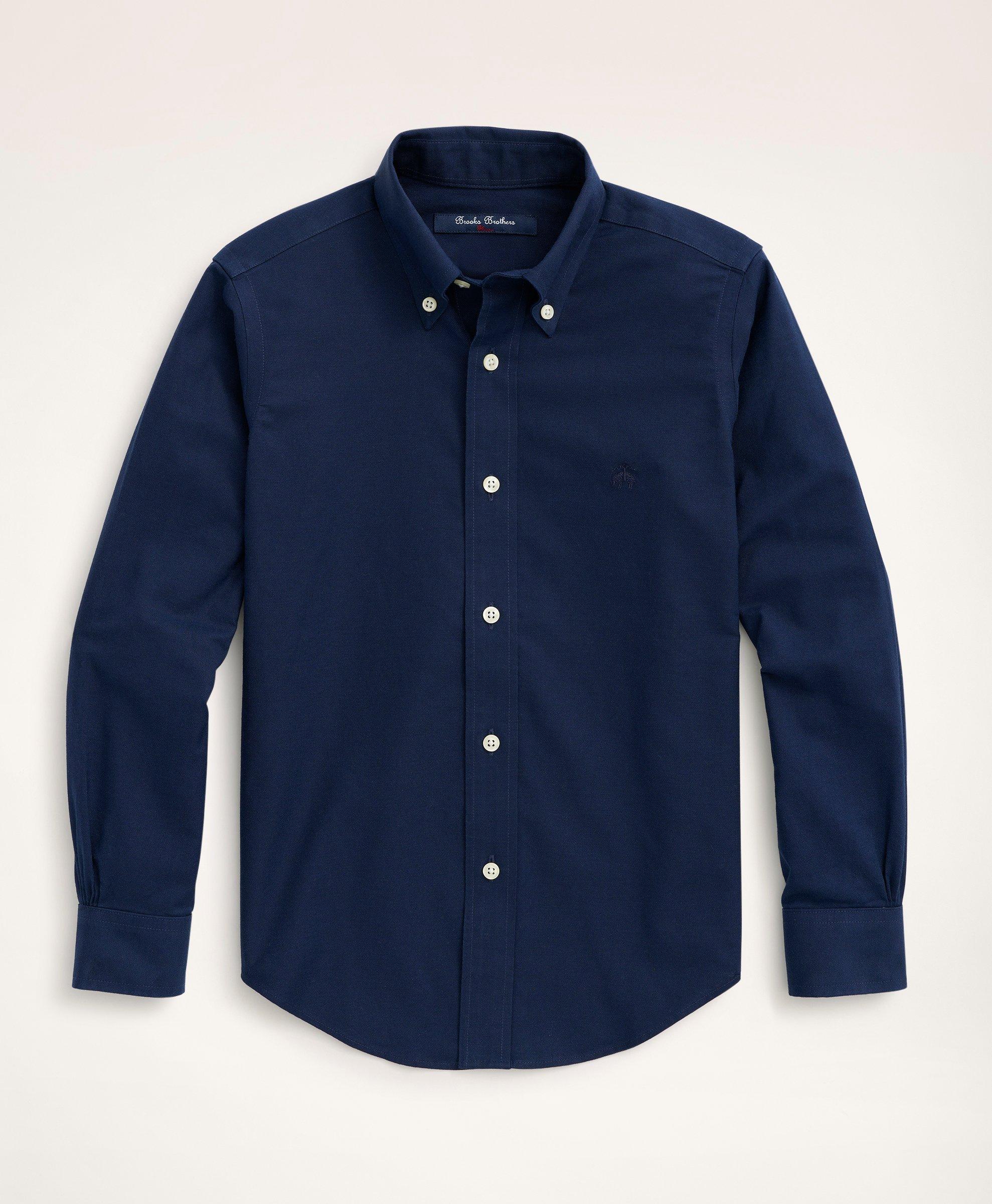Brooks Brothers Kids'  Boys Non-iron Stretch Cotton Oxford Sport Shirt | Navy | Size Xl