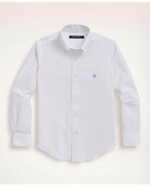 Brooks Brothers Kids'  Boys Non-iron Stretch Cotton Oxford Sport Shirt | White | Size Large