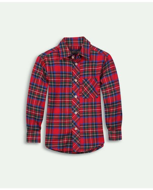 Brooks Brothers Kids'  Boys Flannel Holiday Plaid Sport Shirt | Red | Size 8