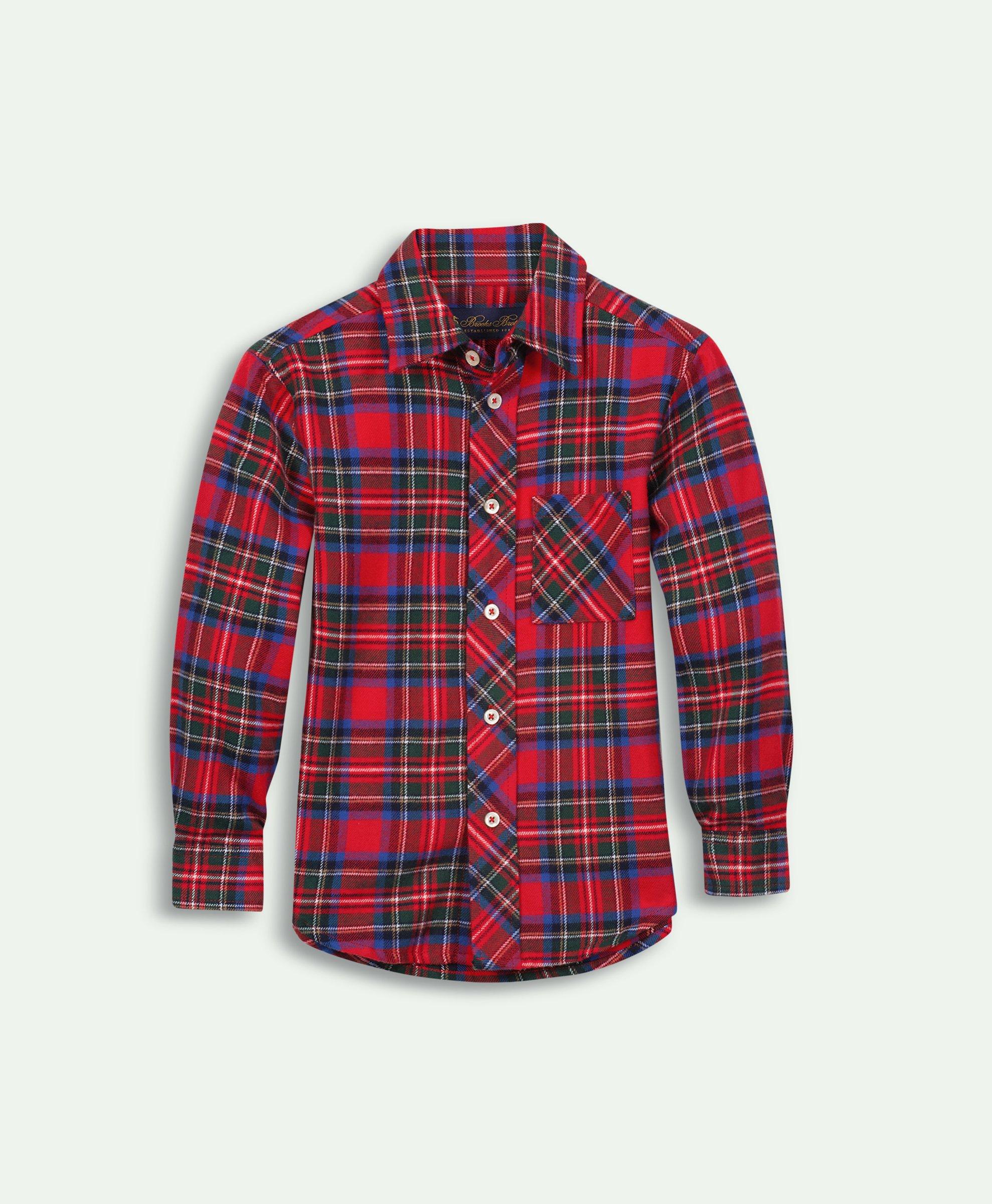 Brooks Brothers Kids'  Boys Flannel Holiday Plaid Sport Shirt | Red | Size 4