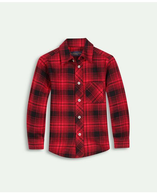 Brooks Brothers Kids'  Boys Flannel Large Plaid Sport Shirt | Red | Size 10