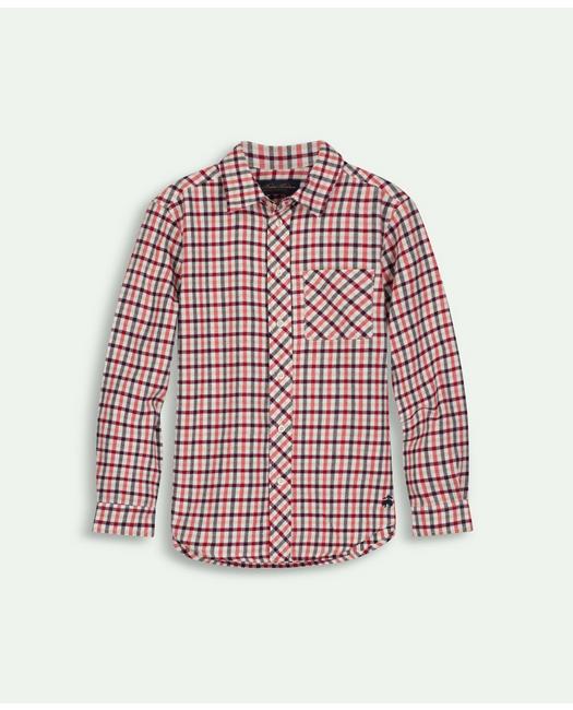 Brooks Brothers Kids'  Boys Flannel Plaid Sport Shirt | Red | Size 6