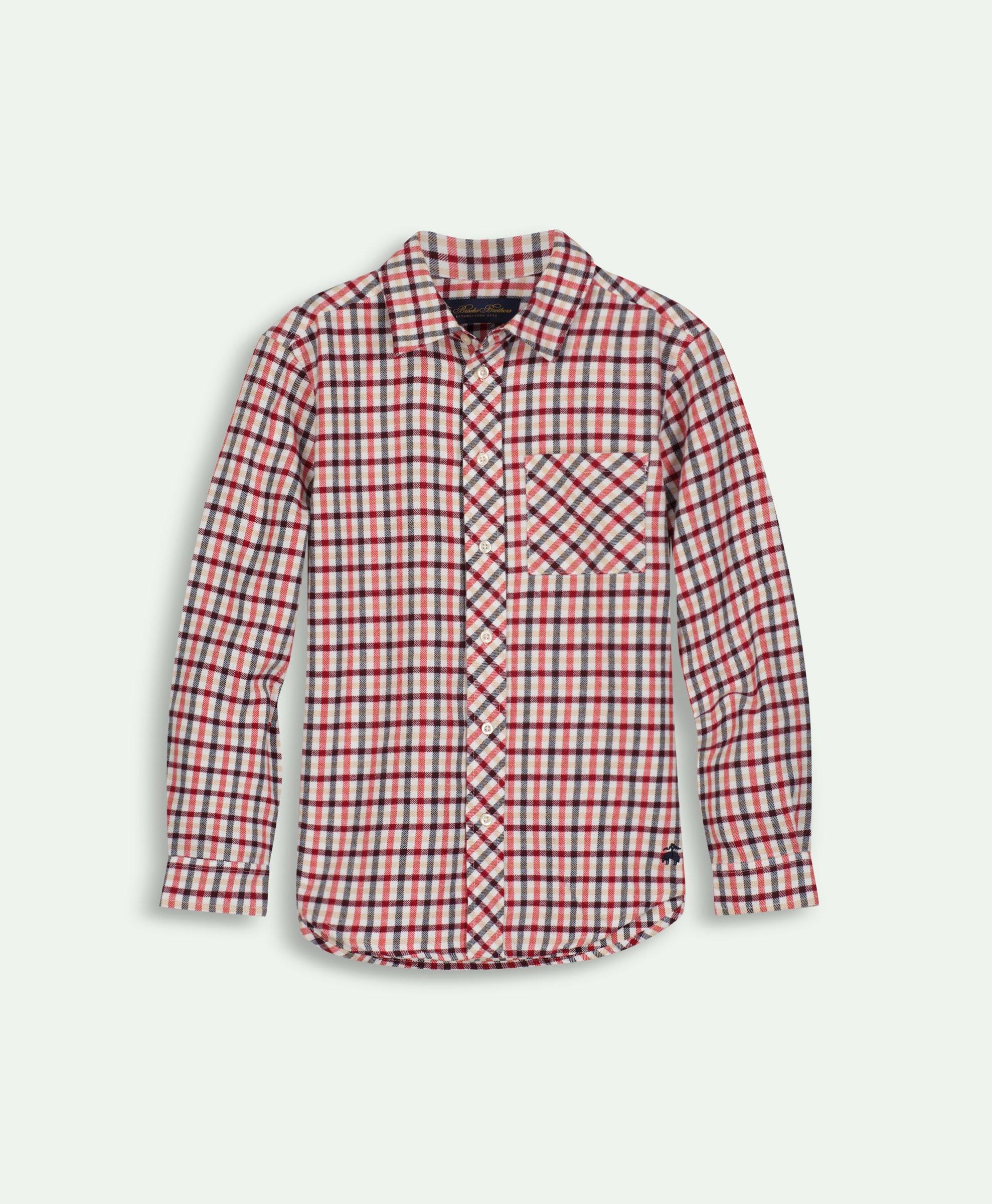 Brooks Brothers Kids'  Boys Flannel Plaid Sport Shirt | Red | Size 6