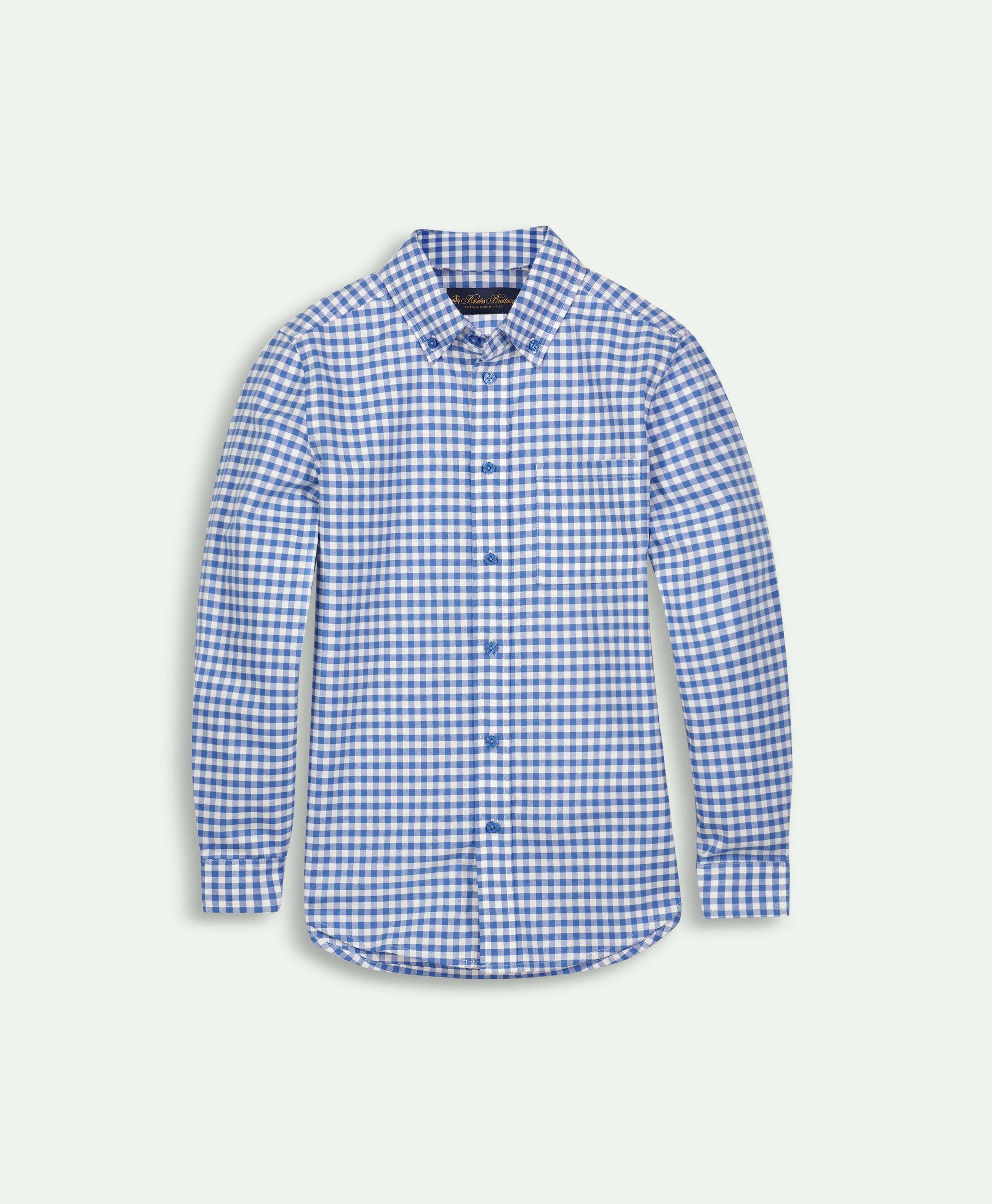 Brooks Brothers Kids'  Boys Cotton Oxford Gingham Sport Shirt | Blue | Size 8
