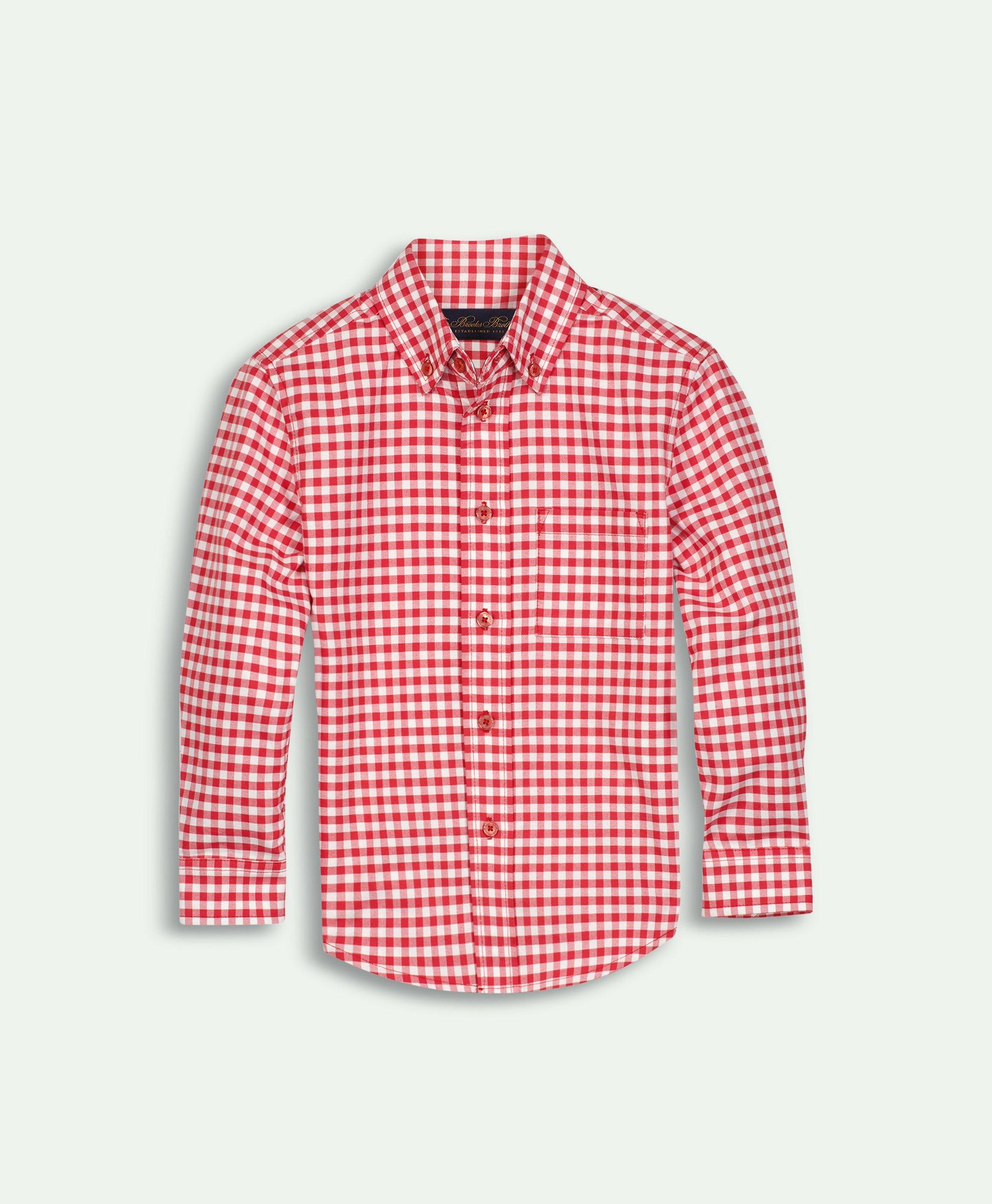 Brooks Brothers Kids'  Boys Cotton Oxford Gingham Sport Shirt | Bright Red | Size 4