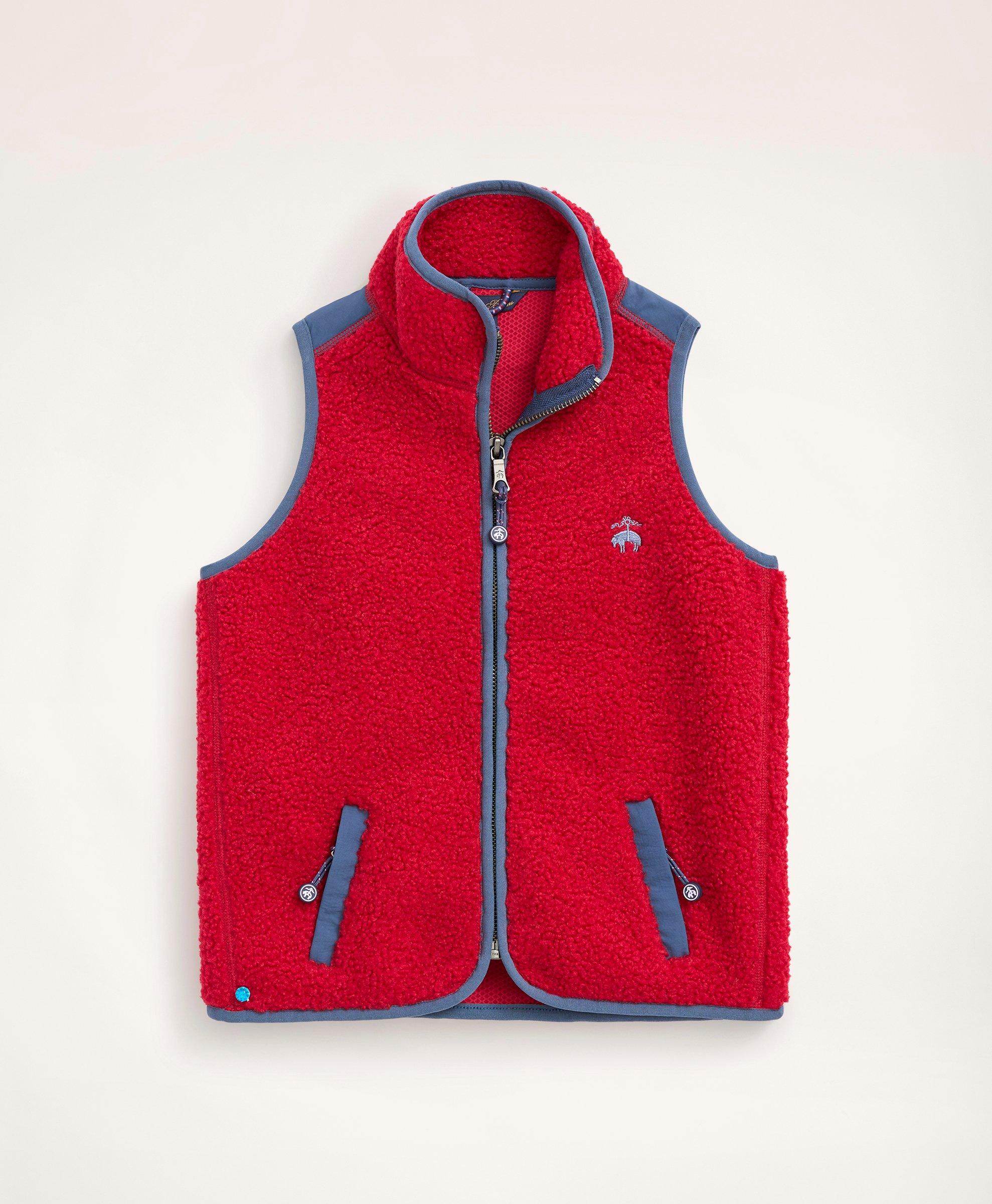 Brooks Brothers Kids'  Boys Teddy Fleece Zip Vest | Red | Size Large
