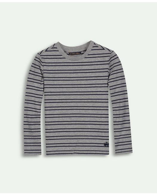Brooks Brothers Kids'  Boys Cotton Striped Long Sleeve T-shirt | Grey | Size 14