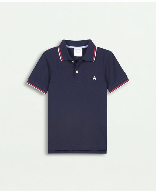 Brooks Brothers Kids'  Boys Tipped Pique Polo Shirt | Navy | Size Large