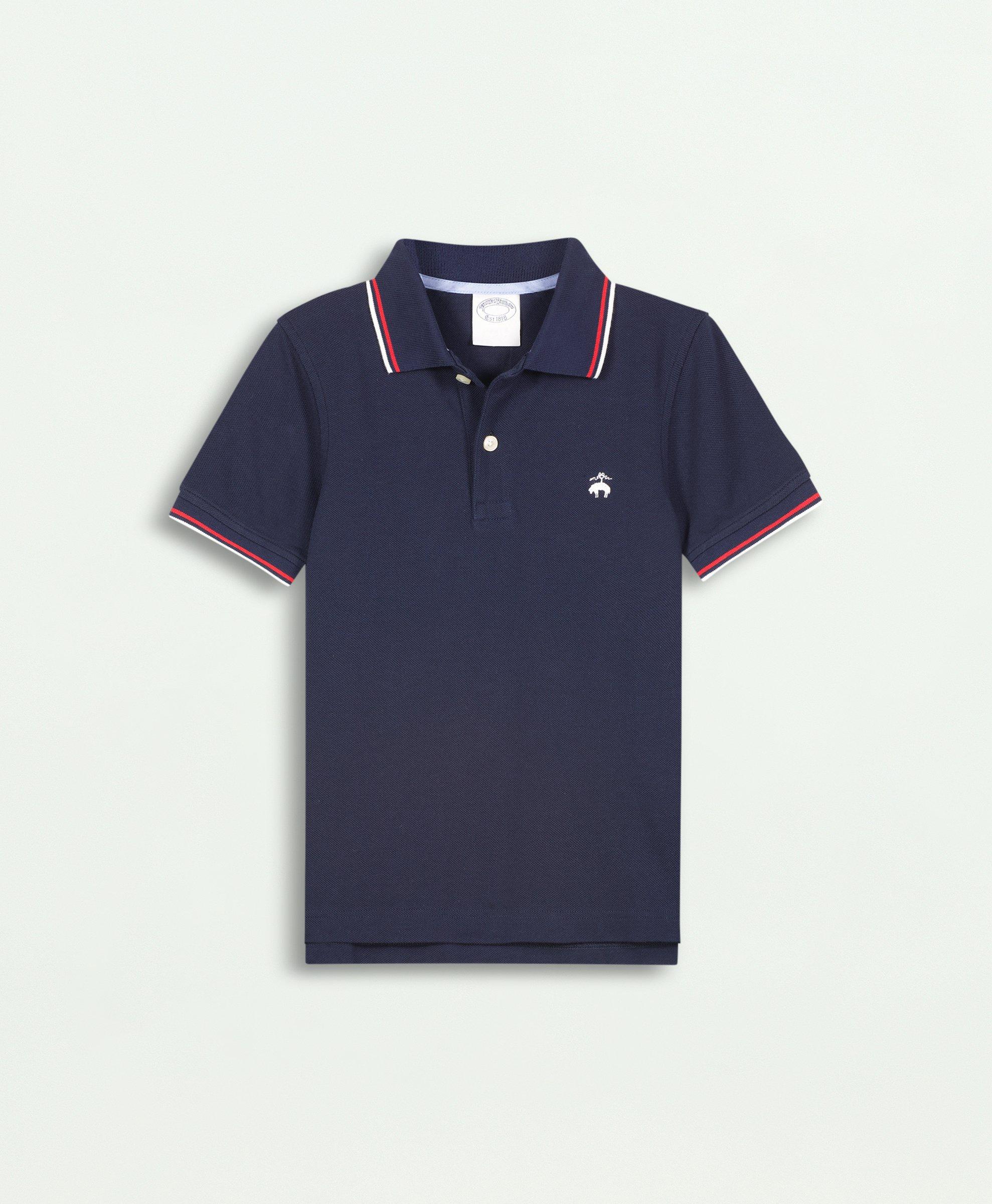 Brooks Brothers Kids'  Boys Tipped Pique Polo Shirt | Navy | Size Large