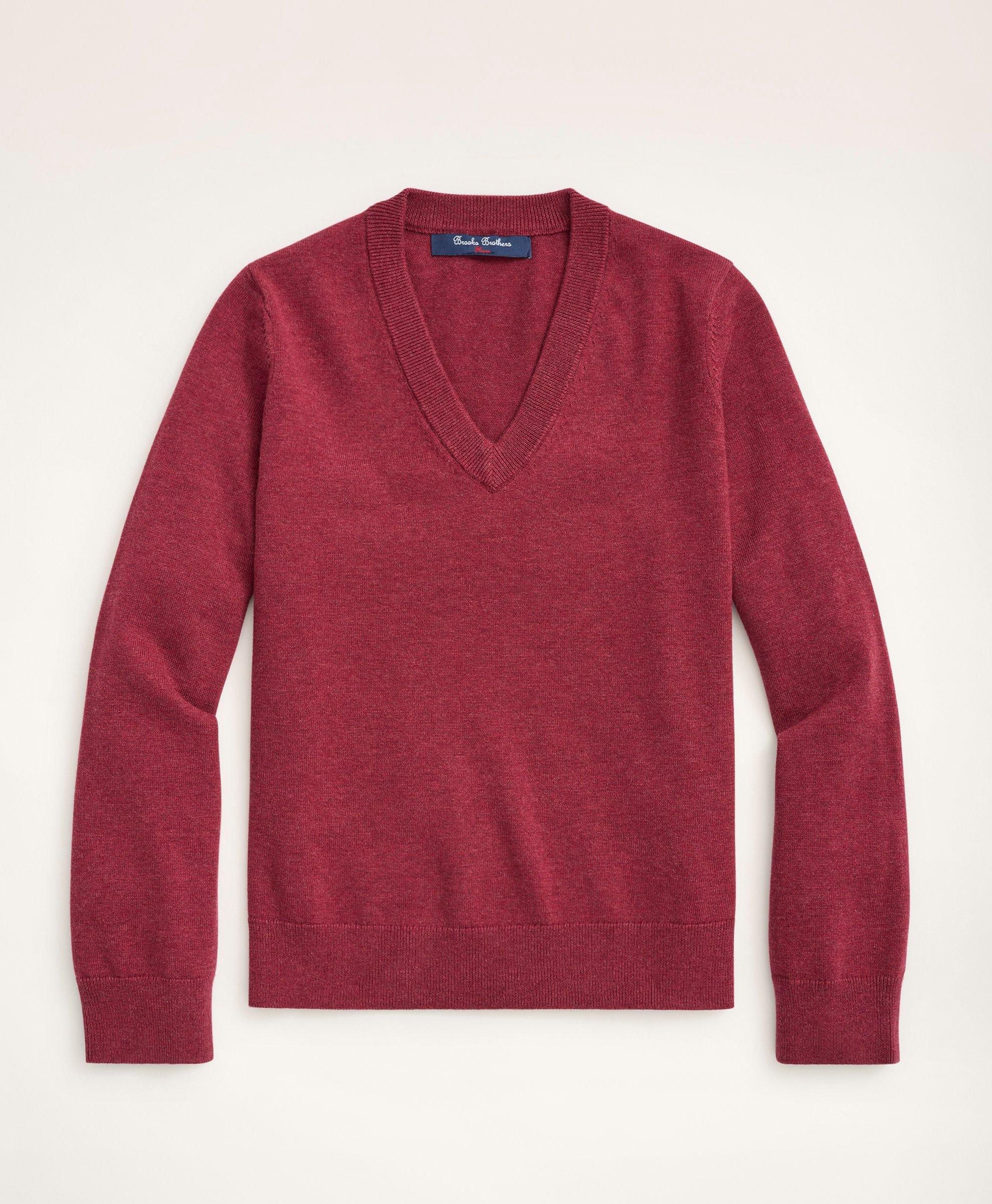 Brooks Brothers Kids'  Boys Cotton V-neck Sweater | Burgundy | Size Medium