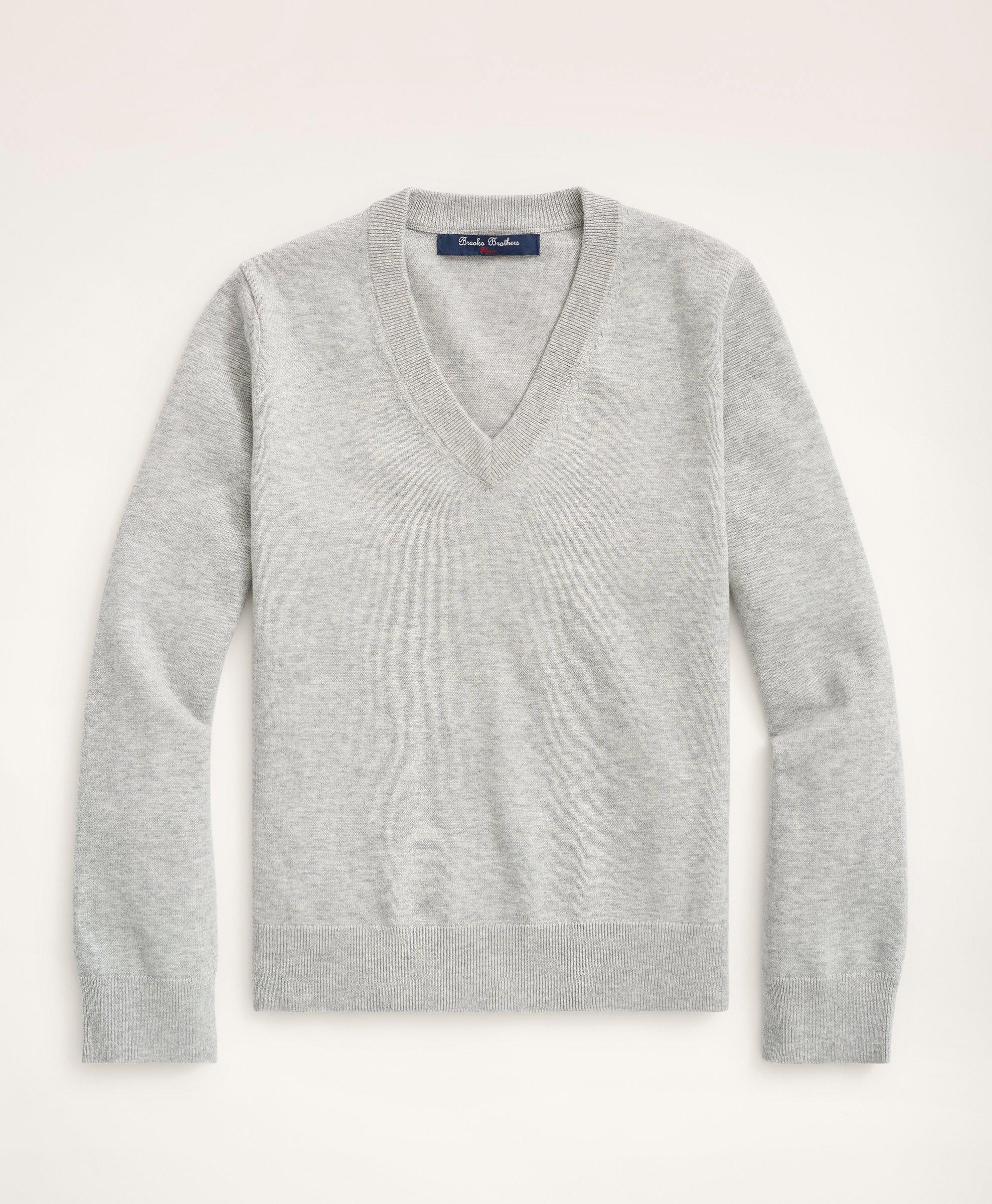 Brooks Brothers Kids'  Boys Cotton V-neck Sweater | Grey Heather | Size Medium