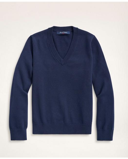 Brooks Brothers Kids'  Boys Cotton V-neck Sweater | Navy | Size Xs