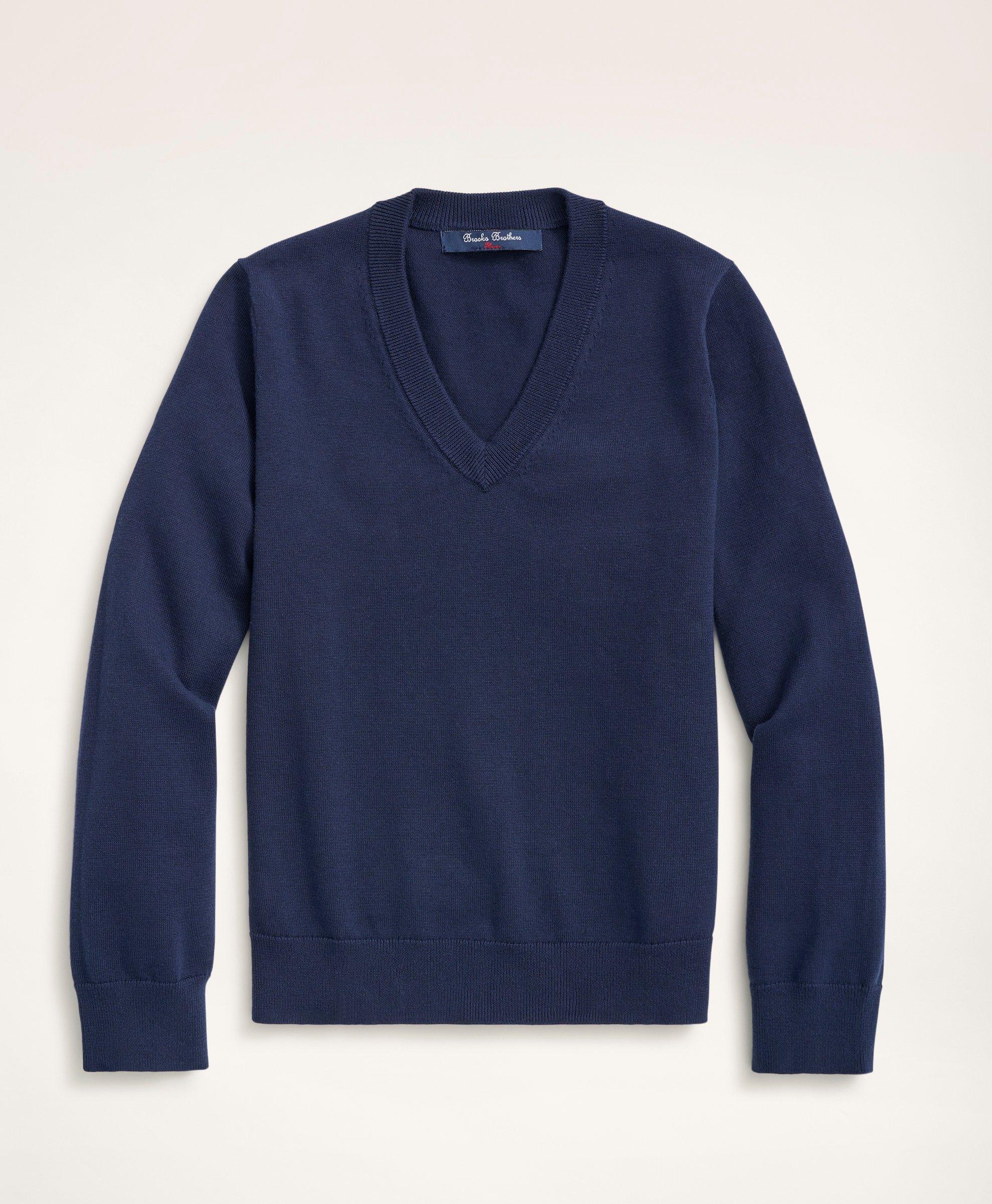 Brooks Brothers Kids'  Boys Cotton V-neck Sweater | Navy | Size Medium