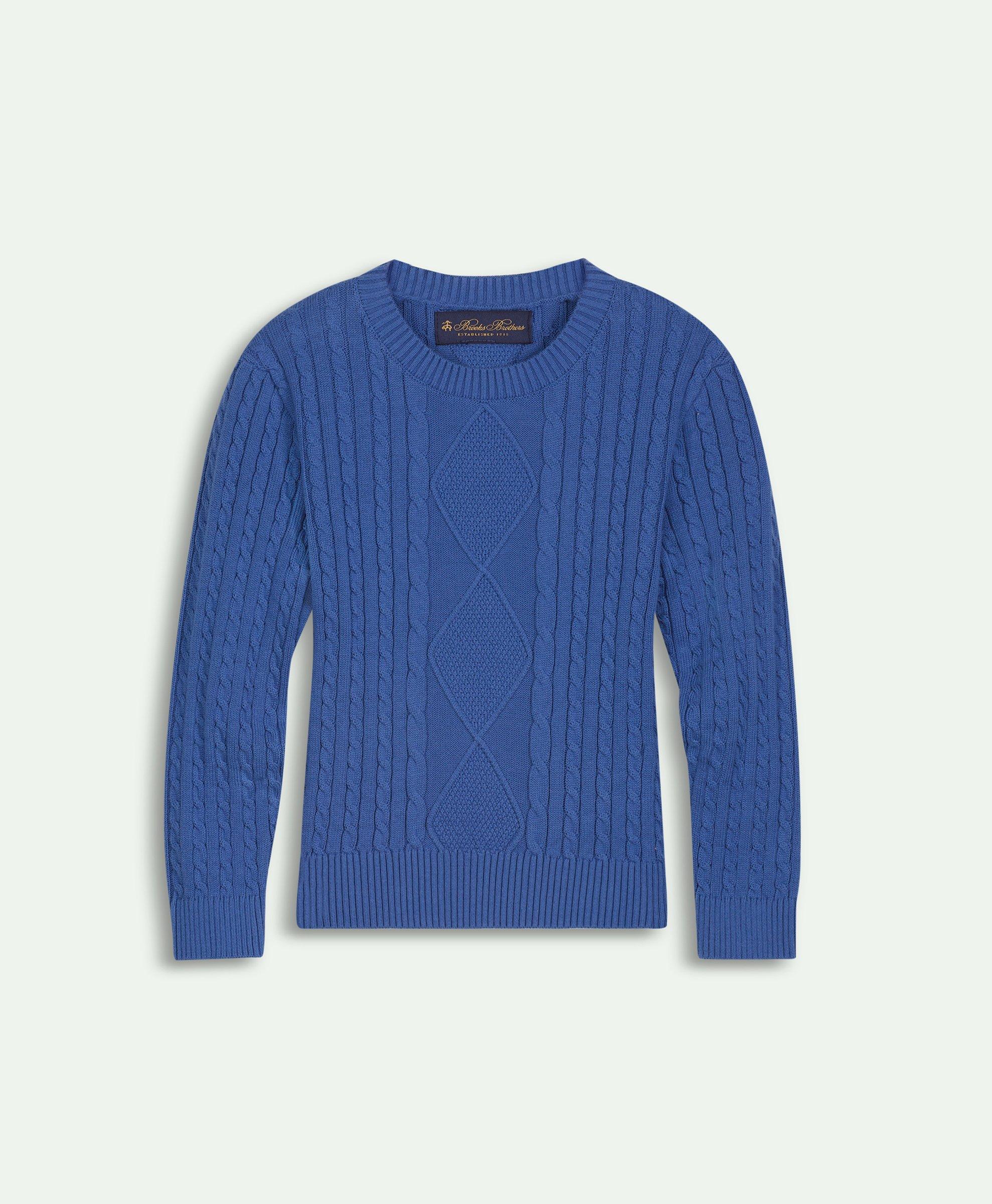 Brooks Brothers Kids'  Boys Cotton Cable Crewneck Sweater | Blue | Size 8