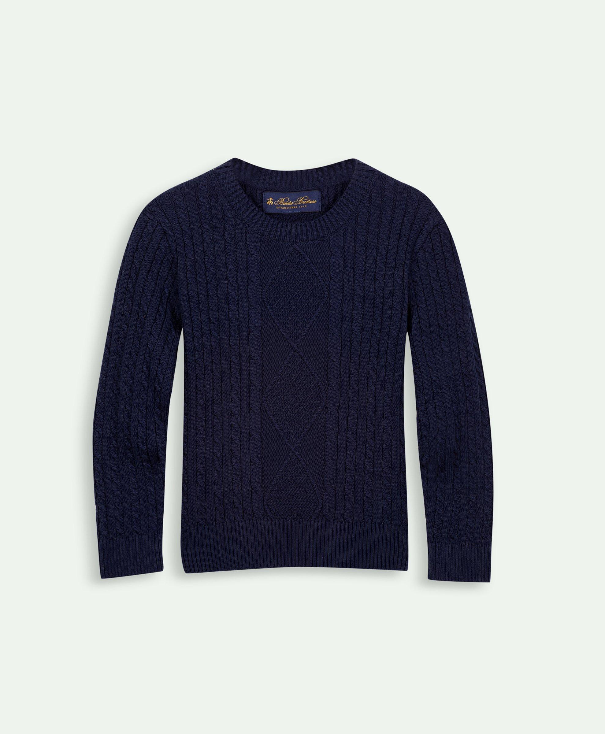 Brooks Brothers Kids'  Boys Cotton Cable Crewneck Sweater | Navy | Size 4