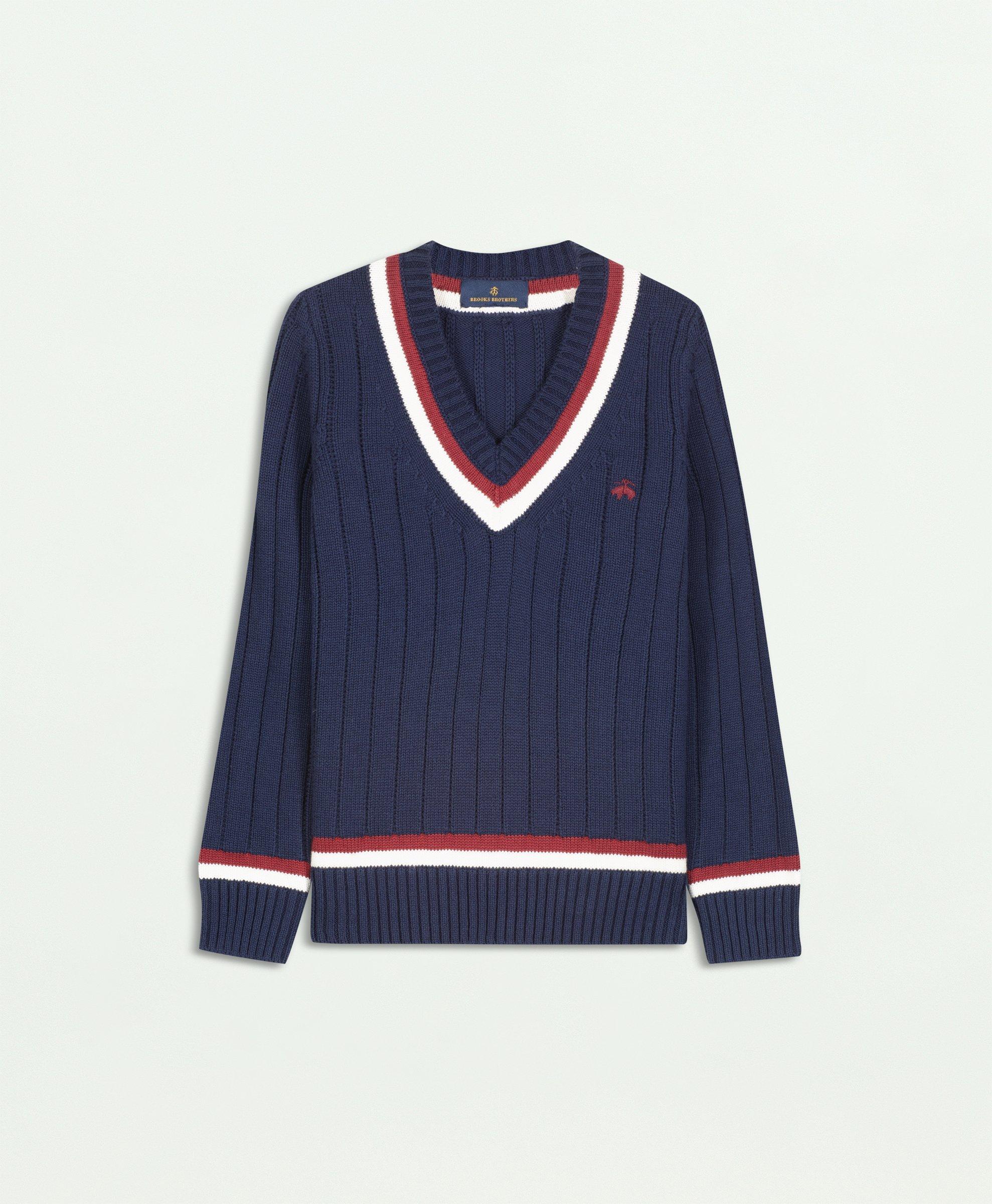 Brooks Brothers Kids'  Boys Cotton Tennis Sweater | Navy | Size Medium