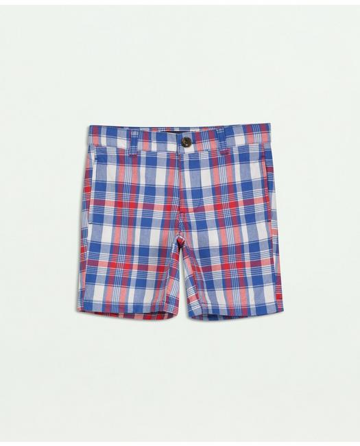 Brooks Brothers Kids' Plaid Cotton Shorts In Red