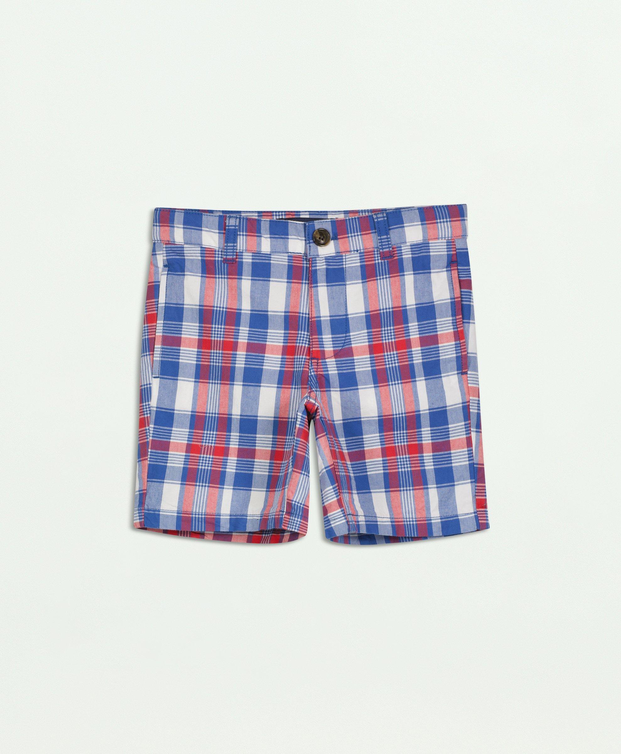 Shop Brooks Brothers Boys Cotton Madras Shorts | Red | Size 7