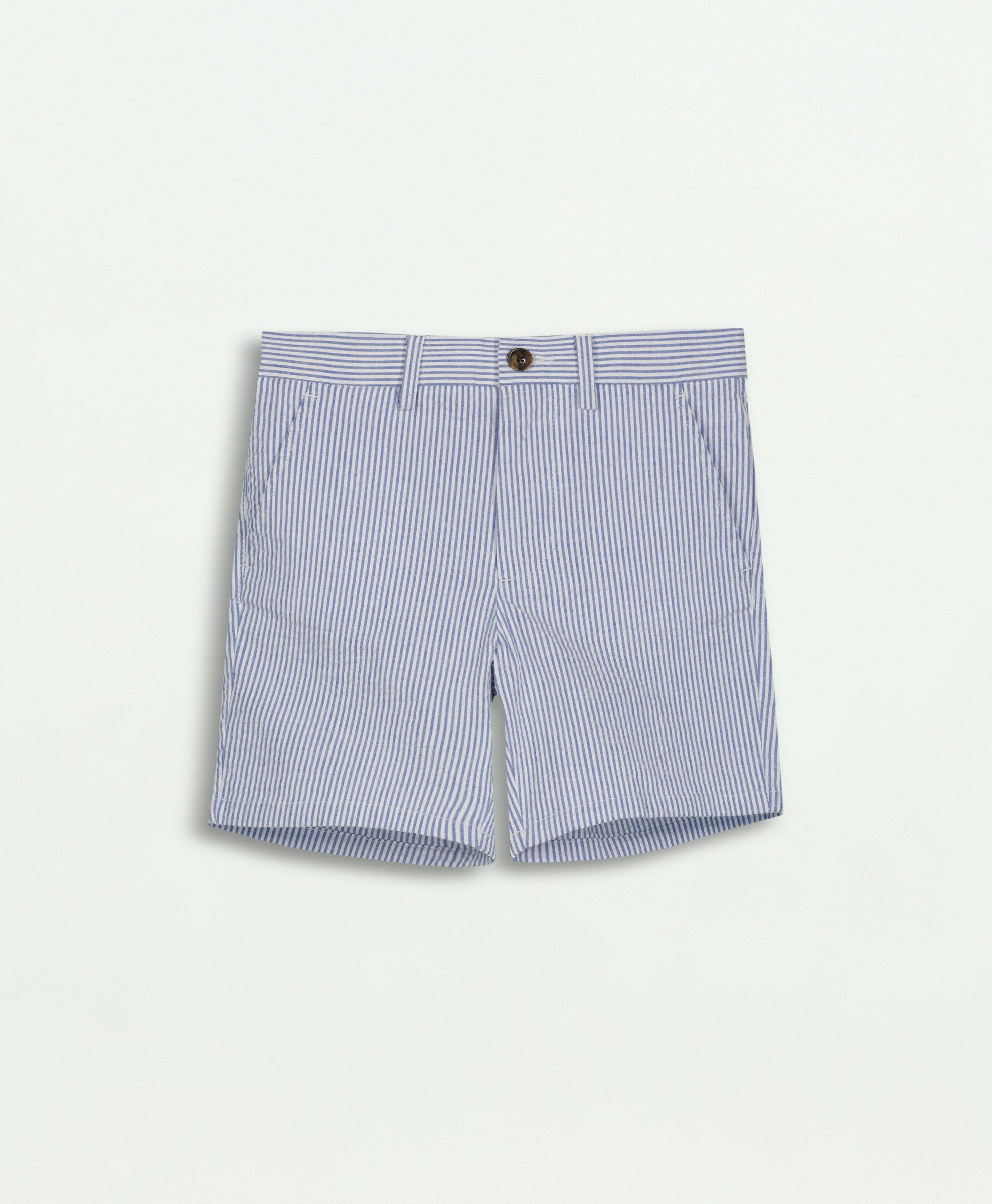 Brooks Brothers Kids'  Boys Cotton Seersucker Shorts | Light Blue | Size 6