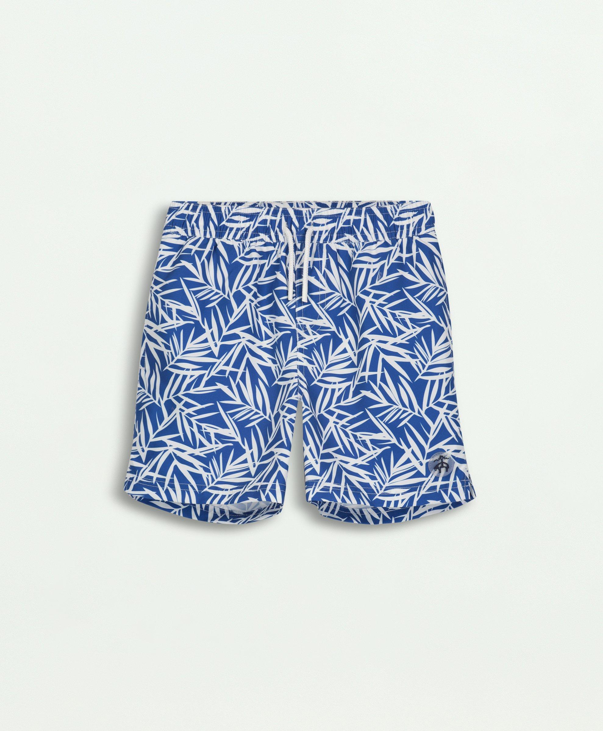Brooks Brothers Kids'  Boys Tropical Print Swim Trunks | Medium Blue | Size 10