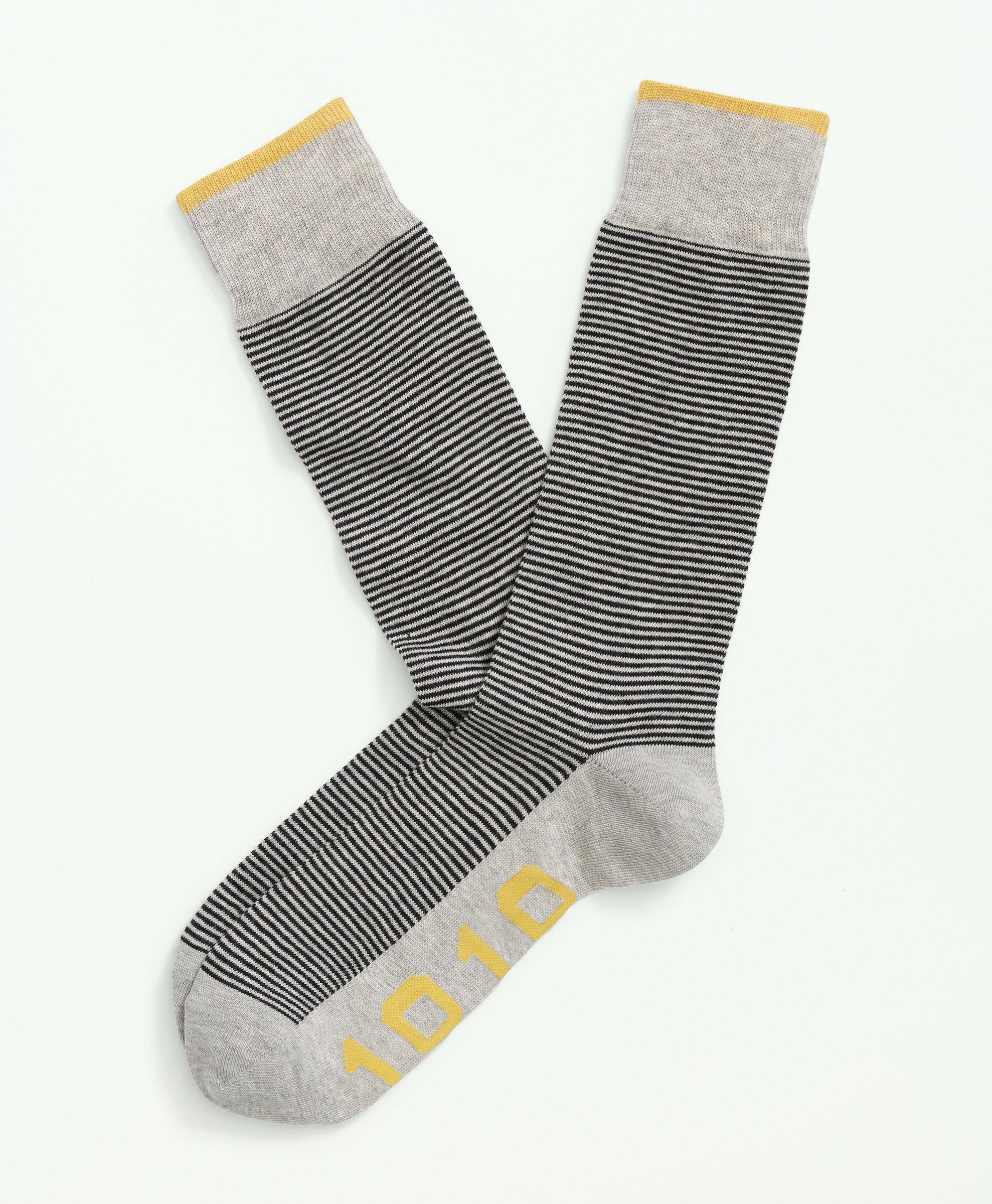 Brooks Brothers Cotton Blend Feeder Striped Socks In Grey
