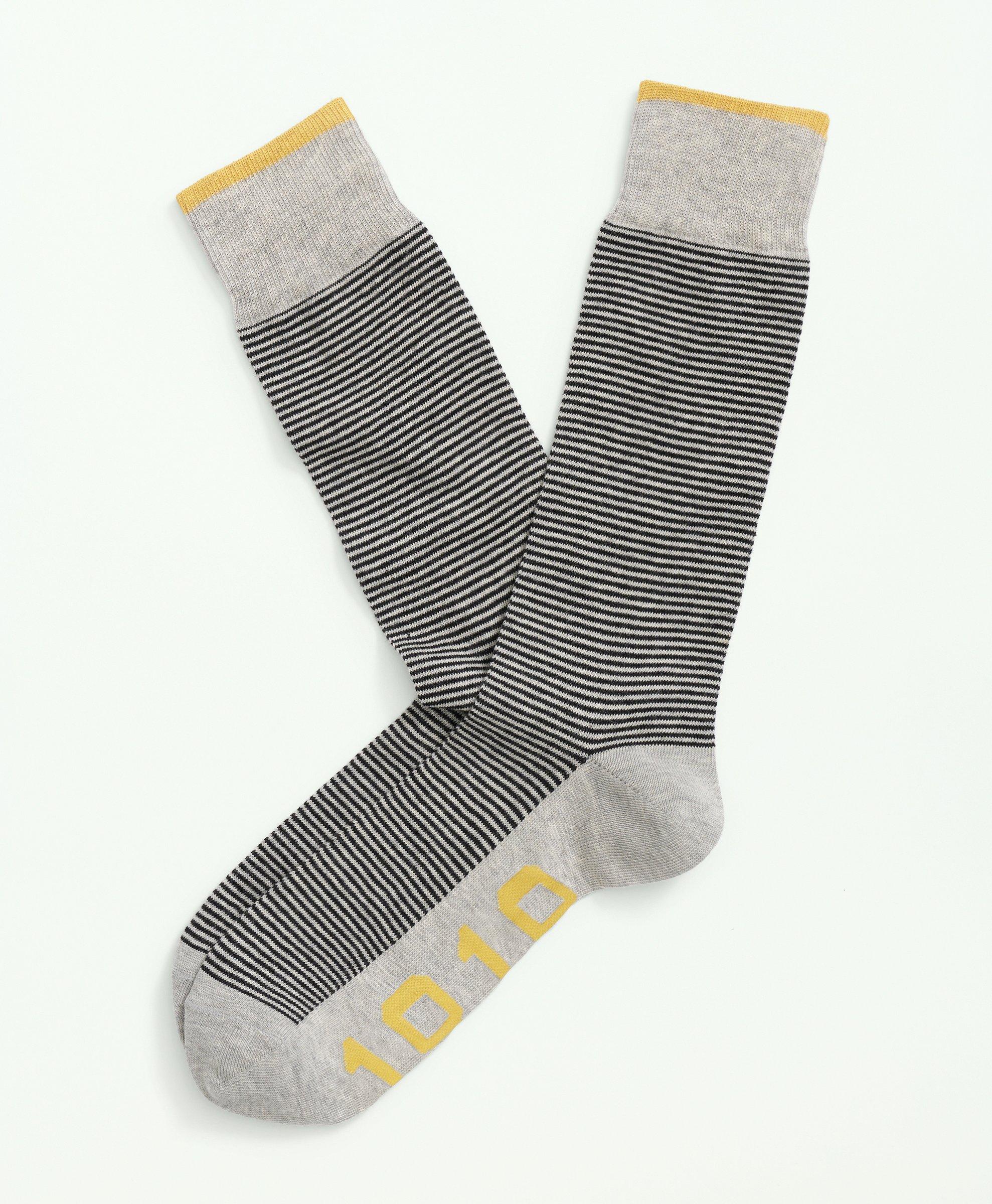 Brooks Brothers Cotton Blend Feeder Striped Socks | Grey