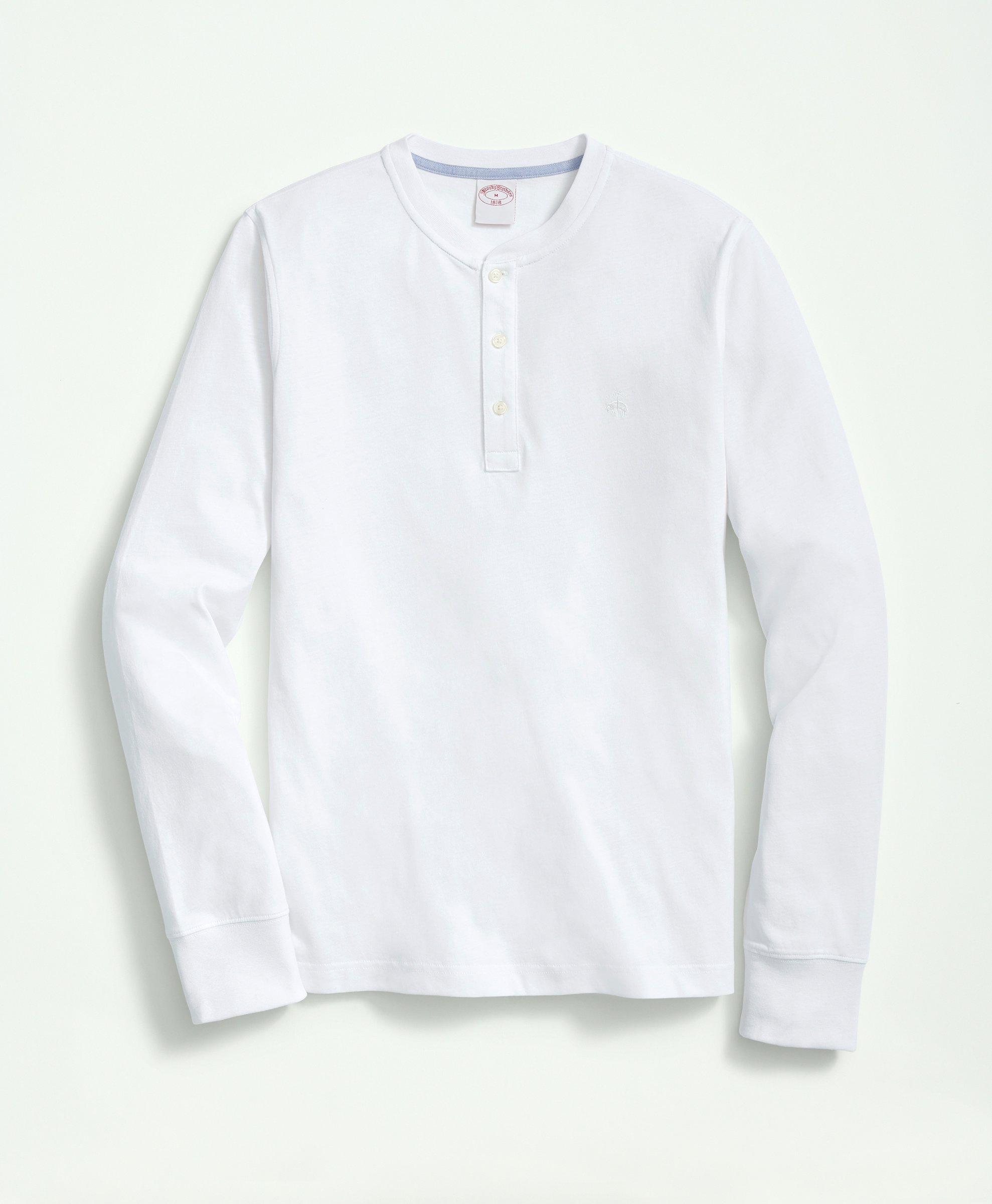 Brooks Brothers Cotton Henley Long-sleeve T-shirt In White